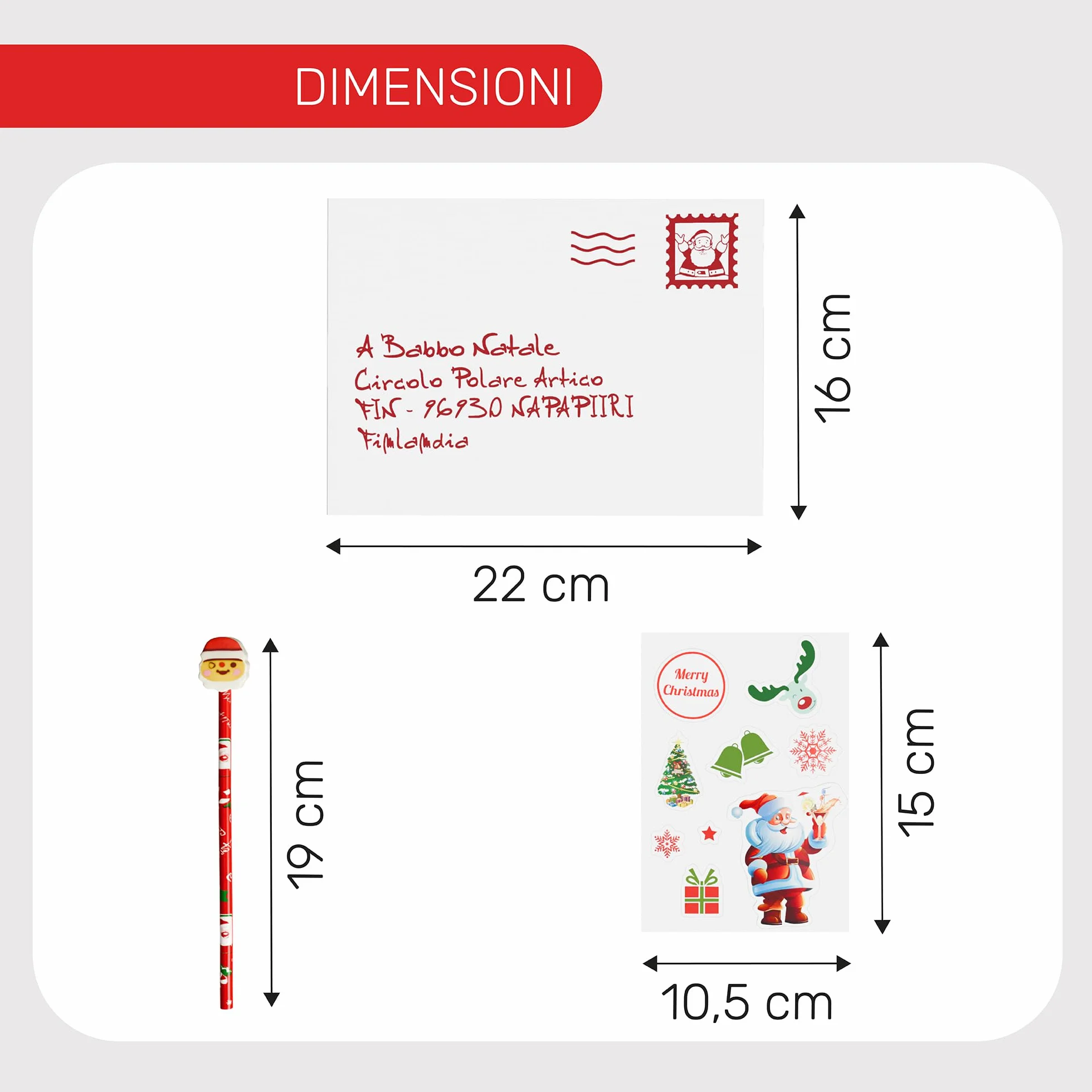 Lettre au Père Noël avec enveloppe porte-lettre et stickers (Lettre D)