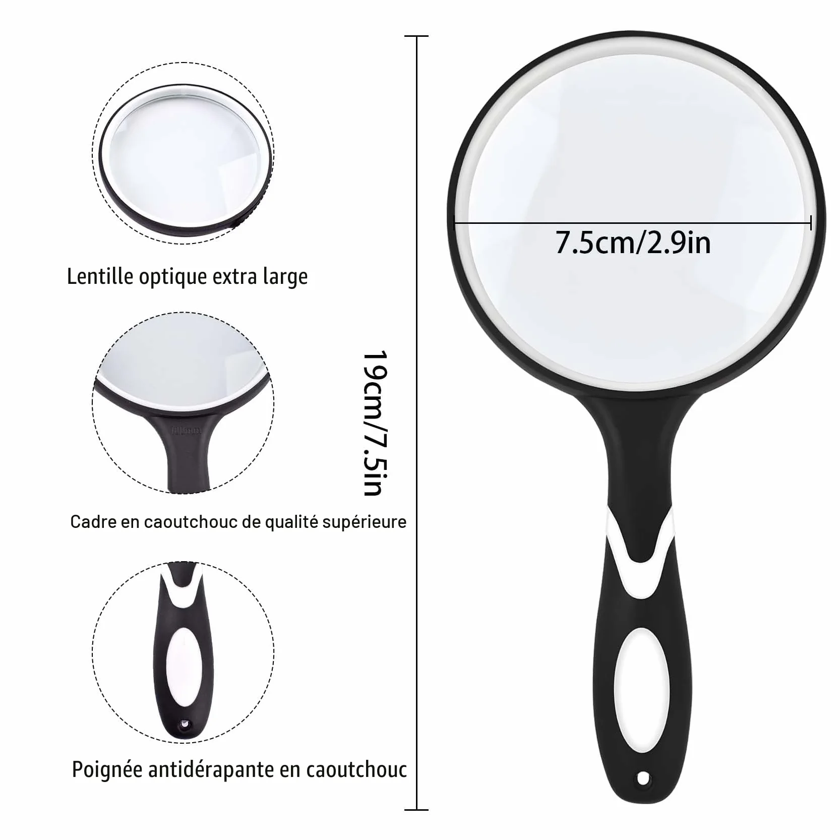 Grande loupe de Lecture en Verre pour Livres scientifiques et Observation
