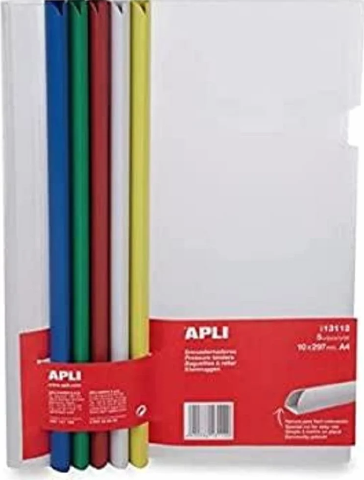 APLI Kit 5 baguettes à relier 10x297mm 5 couvertures transparentes A4