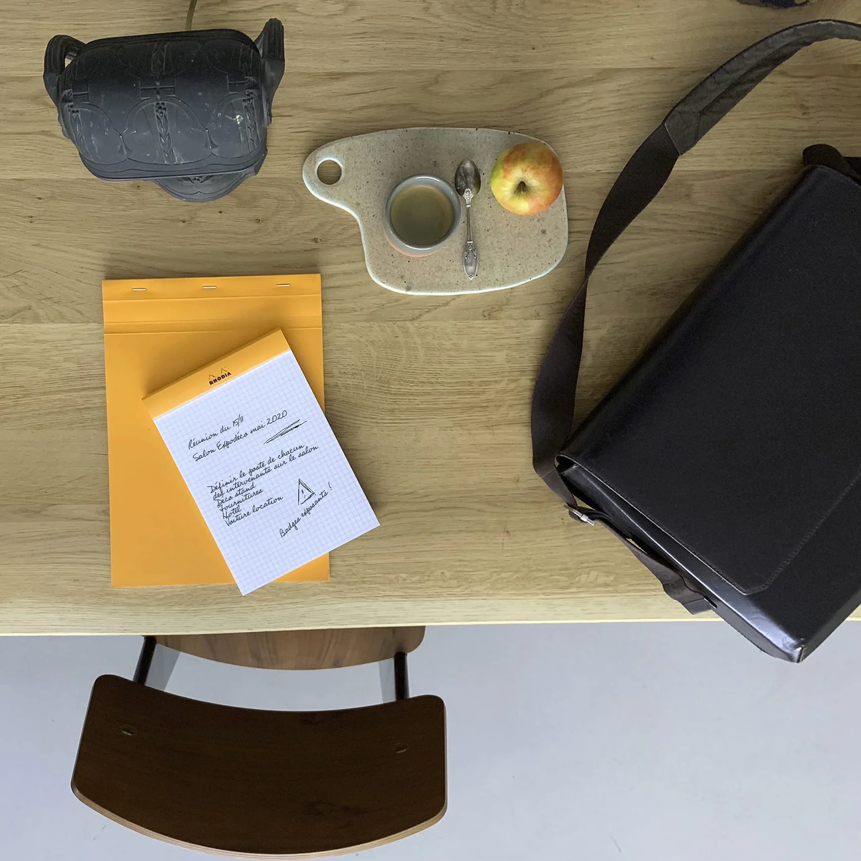 Rhodia Bloc-Notes Agrafé N°18 Orange A4 Petits Carreaux 80 Feuilles Papier Clairefontaine 80 g/m² Paquet de 5 blocs