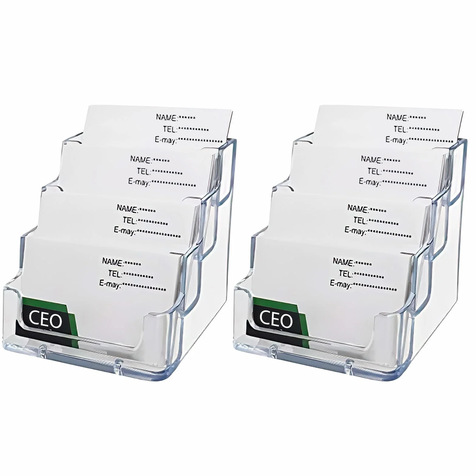 Présentoir de Carte de Visite Acrylique Transparent, Support pour 160 Cartes, Lot de 2