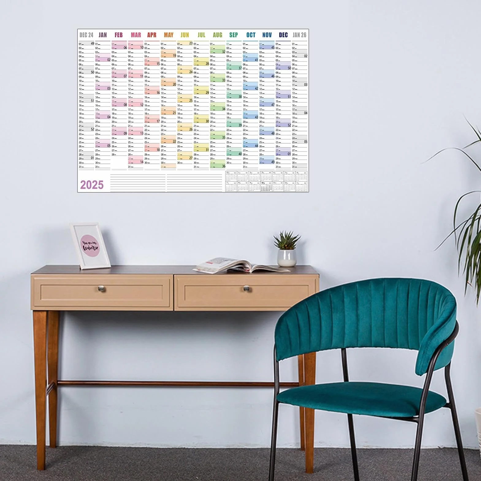 Calendrier Mural Annuel 2025 Cartonné Grand Format 74,2x52 Cm Arc En Ciels
