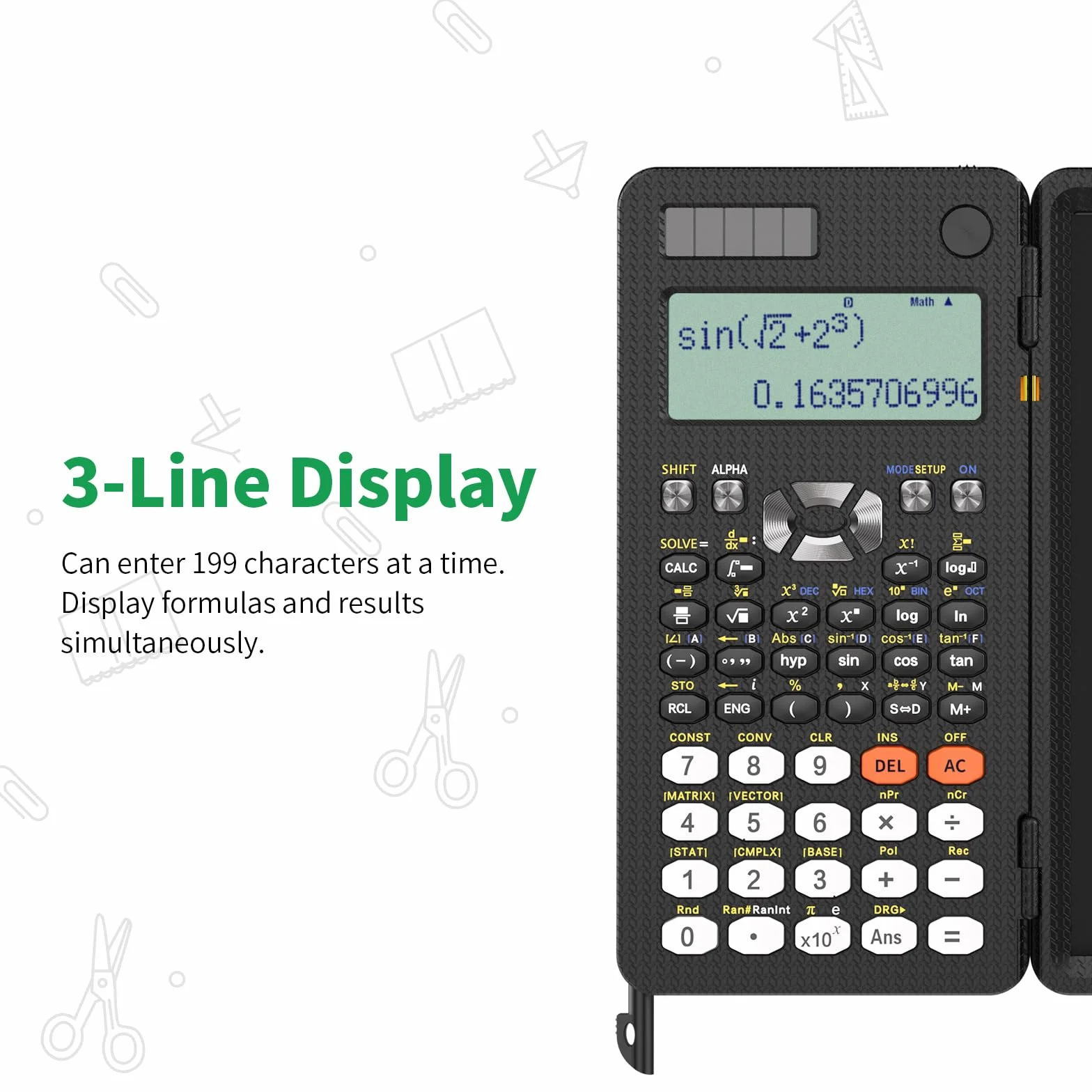 Calculatrice scientifique NEWYES 991ES Plus, 417 fonctions, batterie solaire, pour ingénieur, enseignant