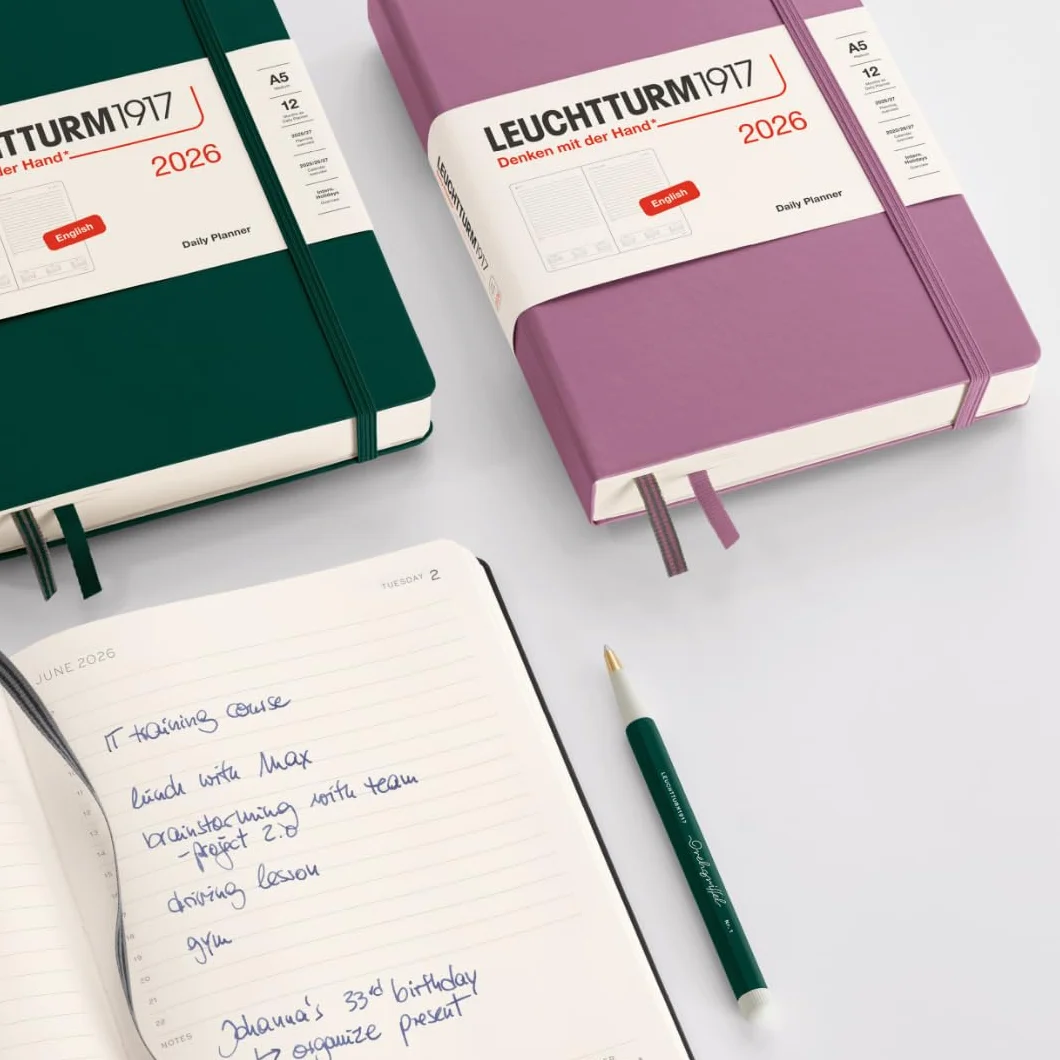 LEUCHTTURM1917 Agenda journalier 2026 Medium A5 Noir anglais
