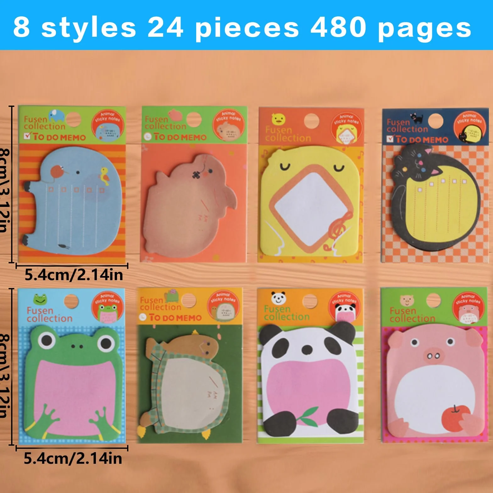 Blocs de notes adhésives animaux pour sachets de fête, motifs dessins animés maison bureau