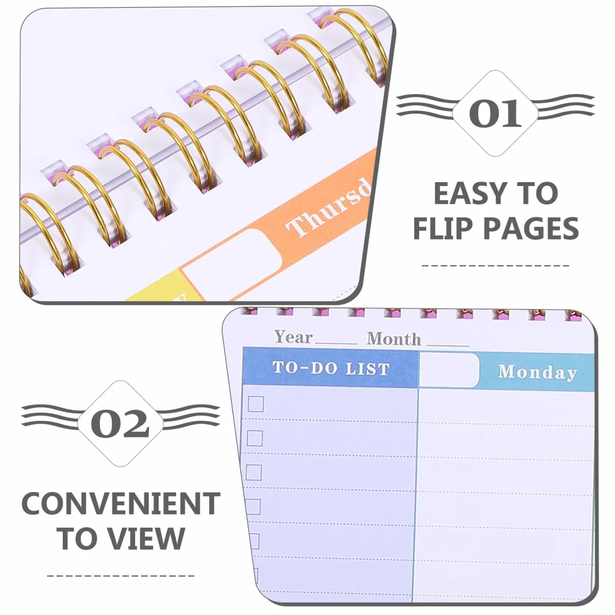 Planificateur Semainier Non Daté Détachable 12.20x30.50cm Bloc-Notes Organiseur Hebdomadaire Maison Bureau