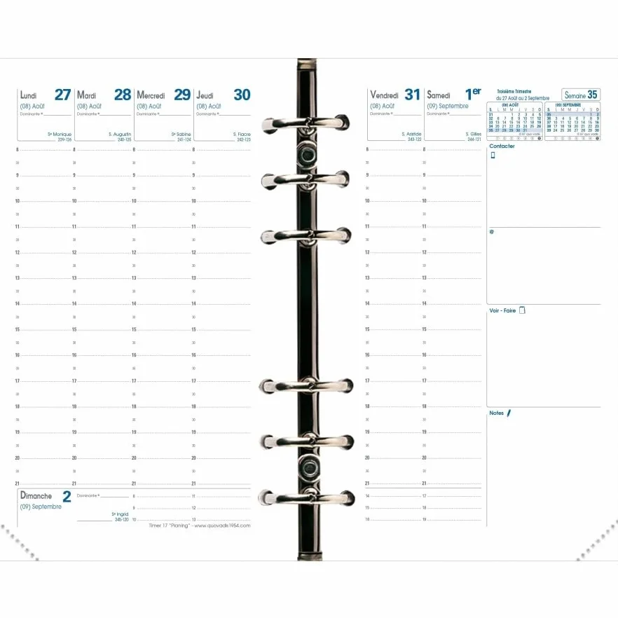 QUO VADIS Recharge Organiseur Timer 17 Planning 10 x 17 cm 16 mois Septembre 2026 Décembre 2027