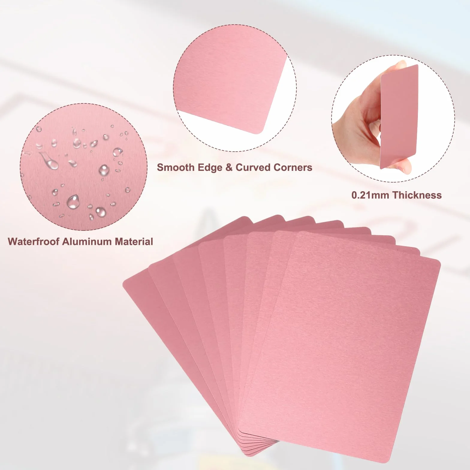 PATIKIL Cartes de visite en métal 0,21 mm aluminium or rose 100 paquets pour gravure laser DIY