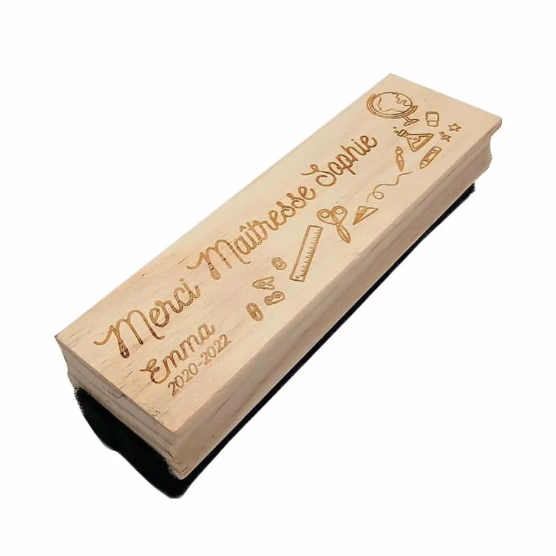 Brosse à Tableau en Bois Personnalisable 14x4x3.5cm pour Maîtresse École