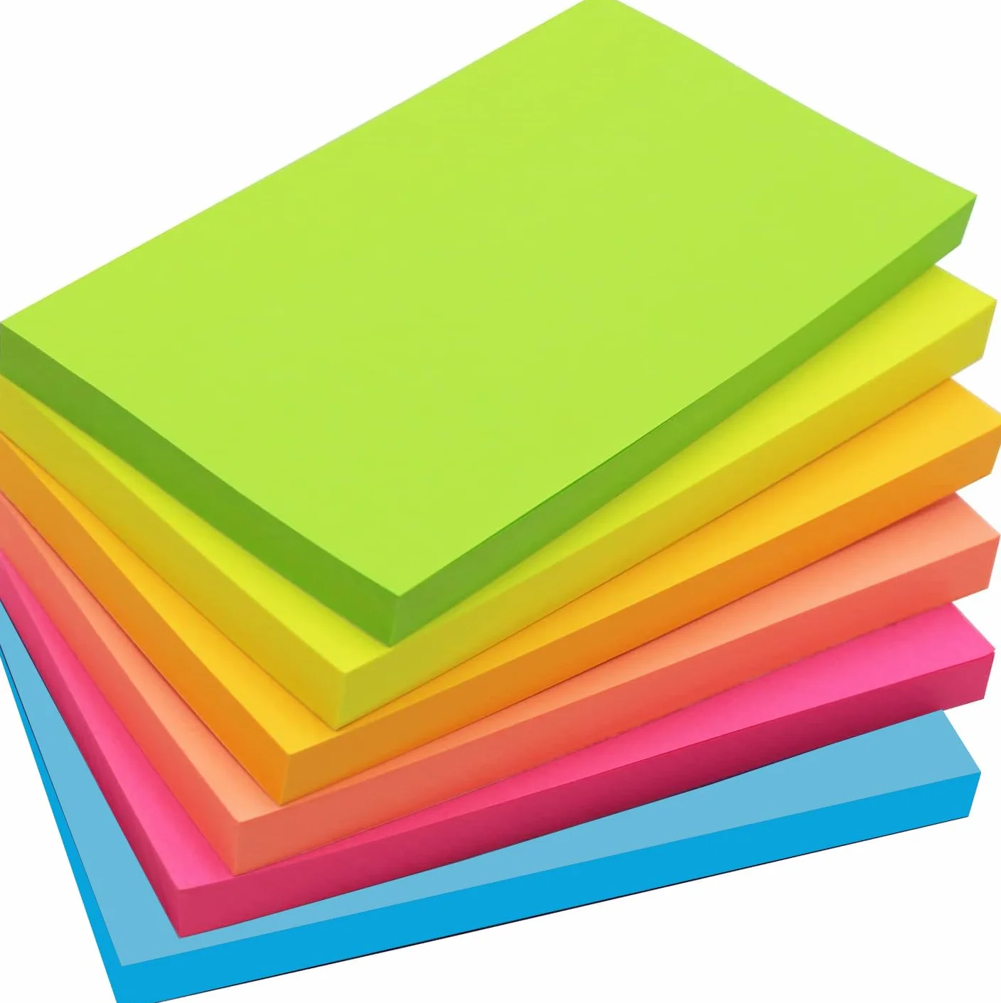 Lot de 480 grandes feuilles de notes adhésives 76 x 127 mm, 6 couleurs, 80 feuilles/bloc