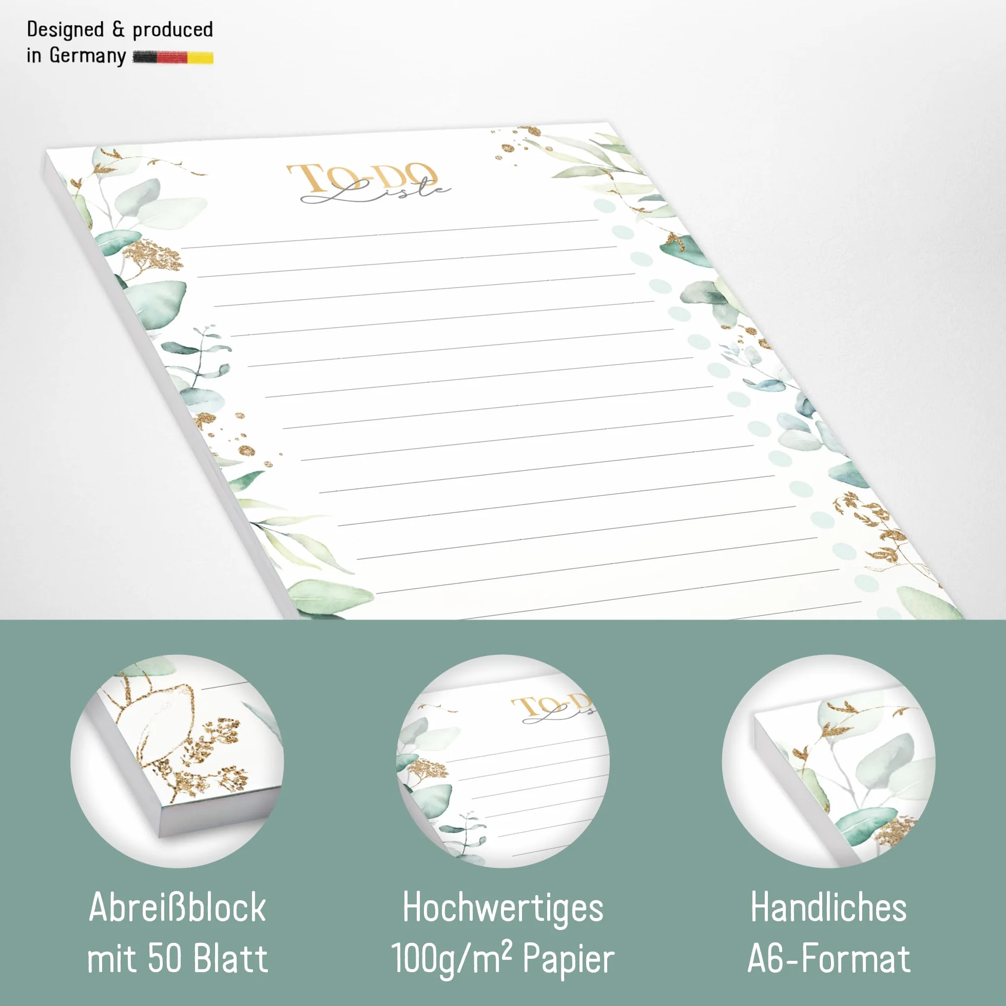 paper&you A6 TO-DO bloc notes feuille d'or 50 pièces à déchirer agenda journalier organiseur