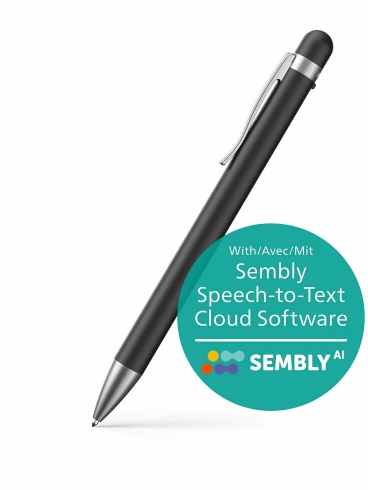 Philips VoiceTracer DVT1600 Stylo enregistreur 32 Go Sembly AI Transcription résumés