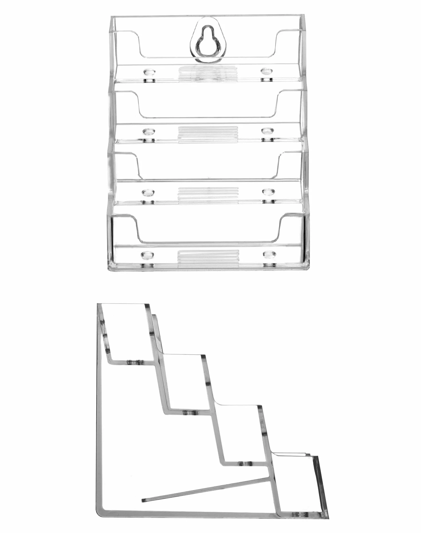 QWORK® 2 Pièces Porte-cartes de Visite en Acrylique 4 Compartiments Support Transparent Bureau