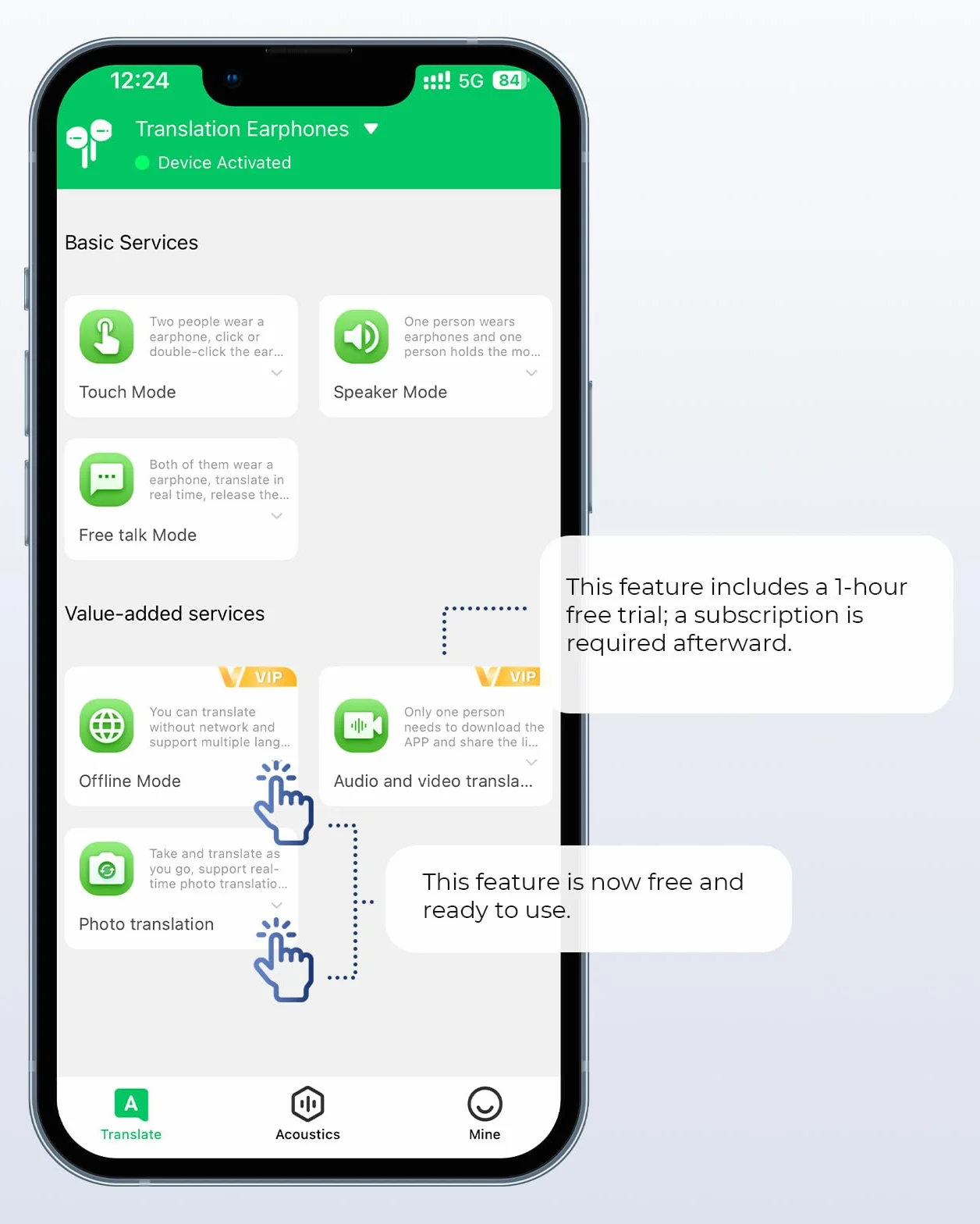 Kentfaith AI Écouteur Traducteur Instantané 150 Langues Bluetooth 6.0 Noir