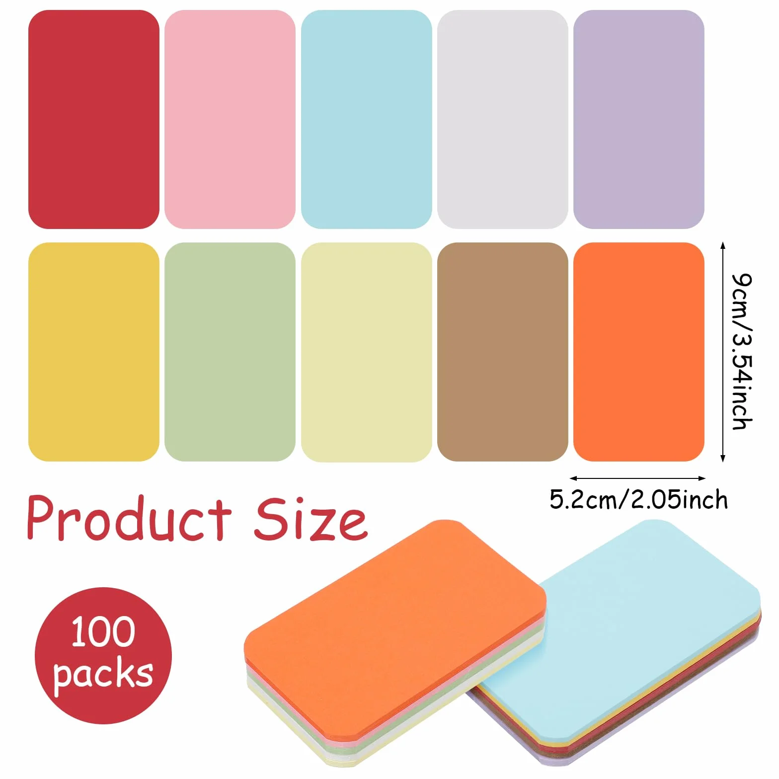 Lot de 100 cartes de visite vierges avec index colorés imprimables pour apprentissage