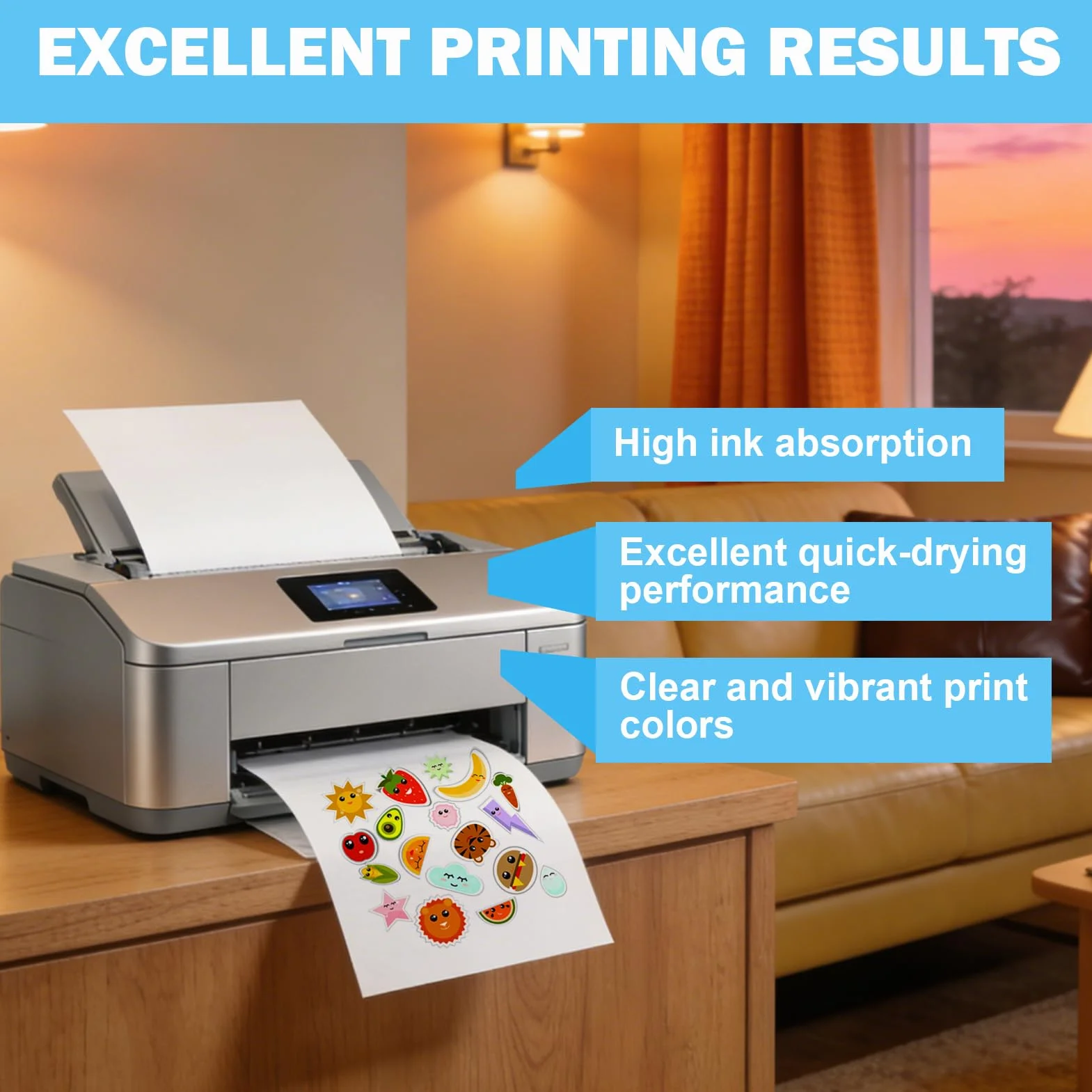 Papier Autocollant Transparent Imprimable A4 Vinyle 30 Feuilles 297x210 mm pour Imprimante Laser et Jet d'Encre