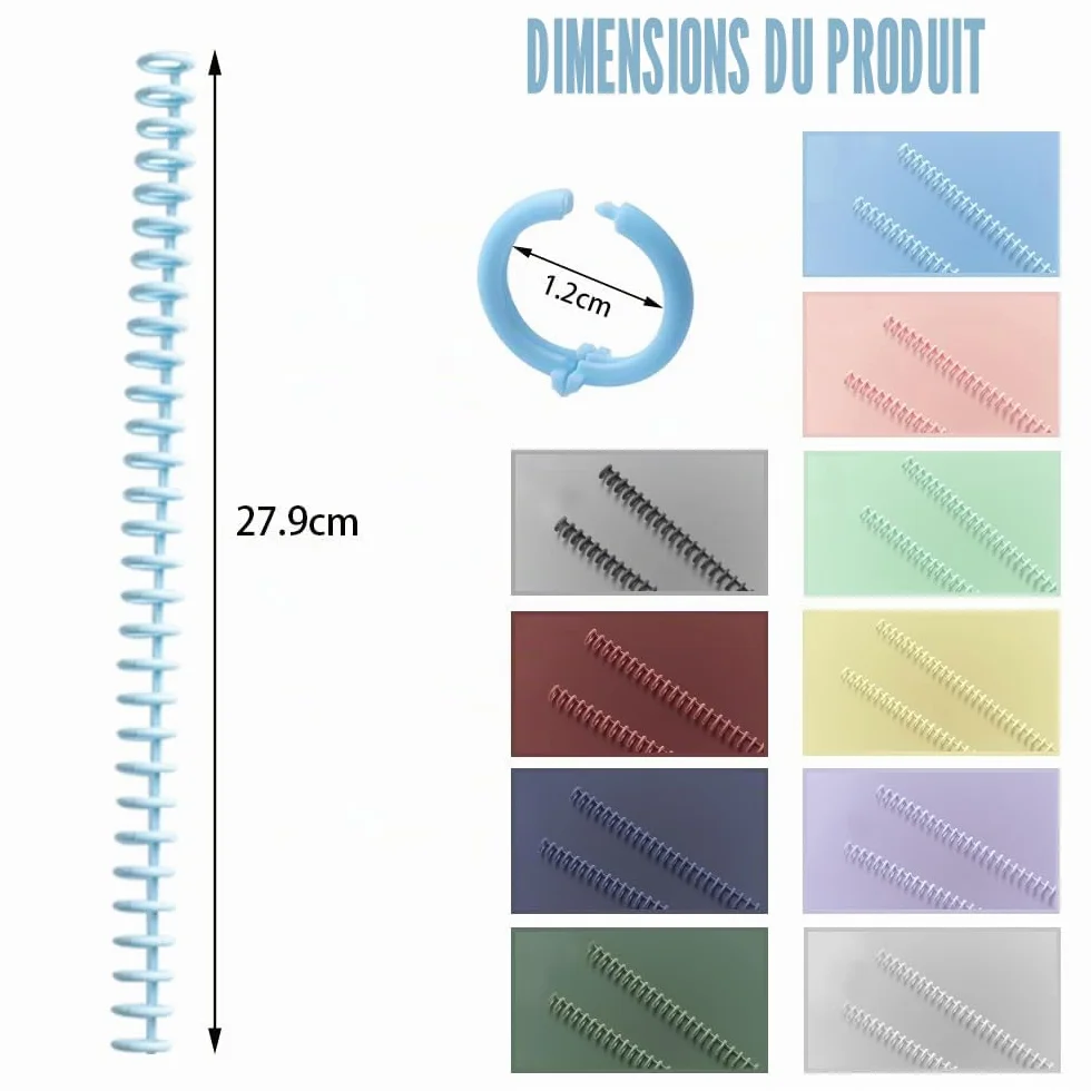 Peignes de Reliure en Plastique 12mm 30 Trous Spirales Multicolore pour DIY Cahier Scrapbooking
