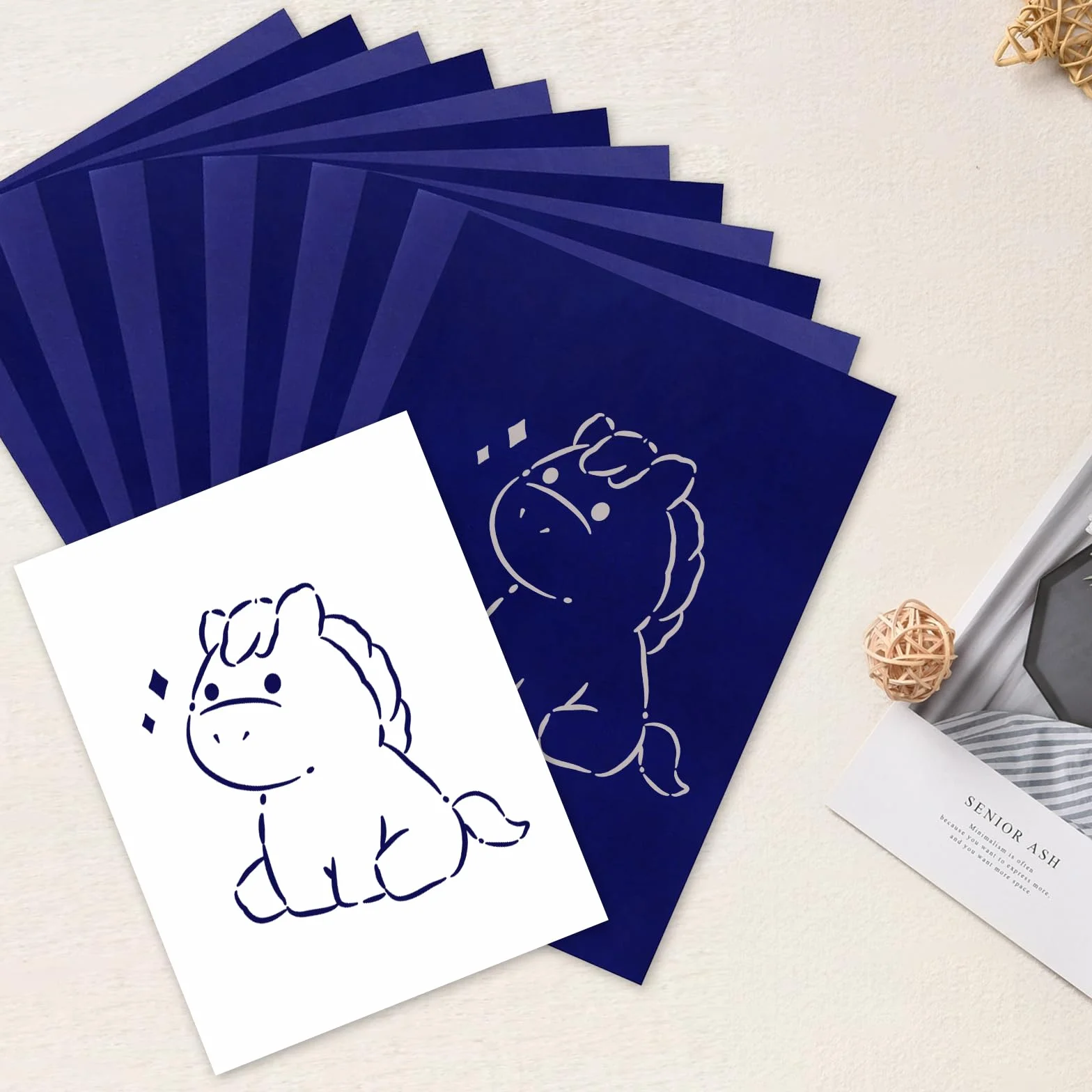 Papier Carbone Calque Graphite A4 21 x 29,7 cm 100 Feuilles Bleu