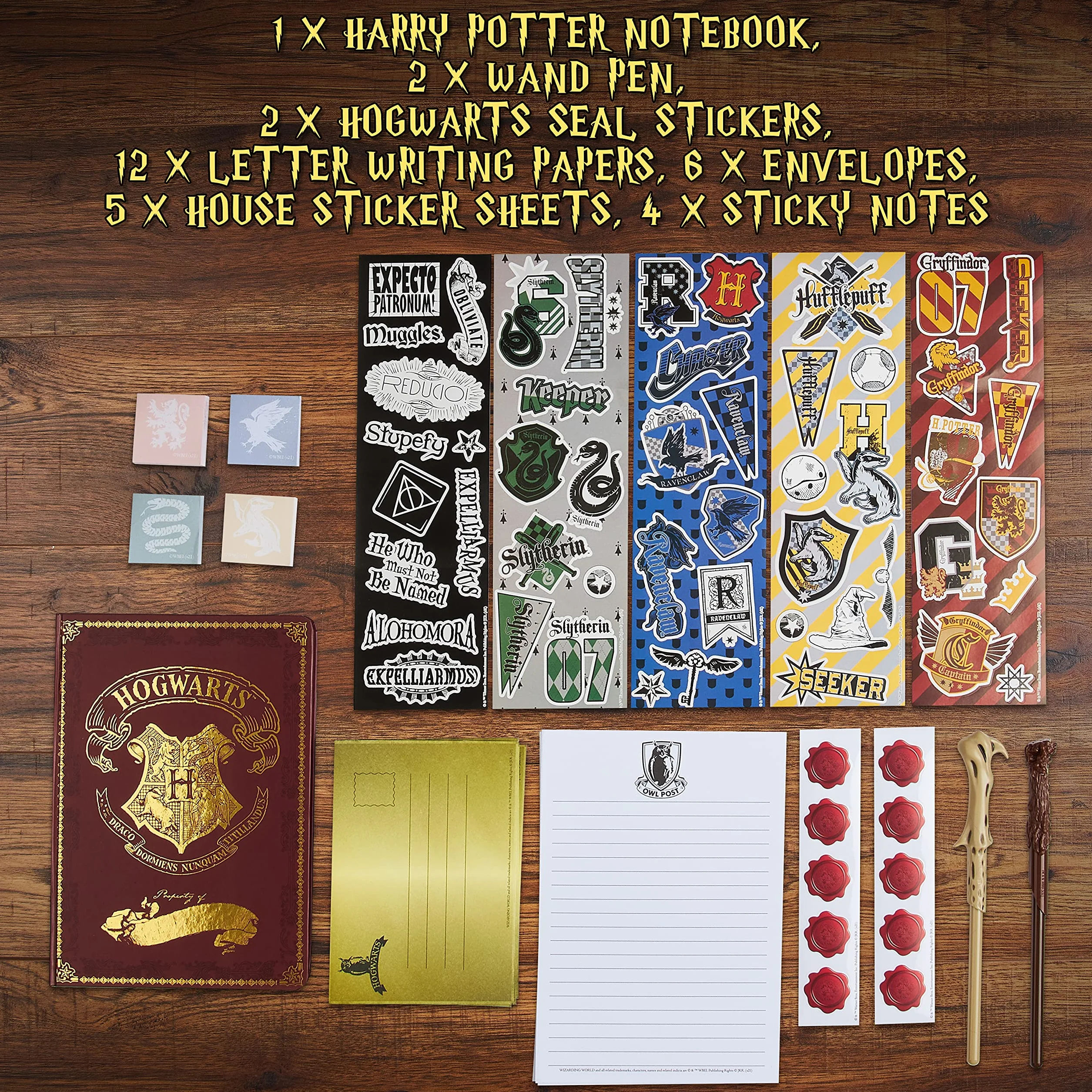 Harry Potter Papeterie Coffret Papier à Lettre Carnet Stylo Baguette Stickers Enveloppes Boite Souvenir