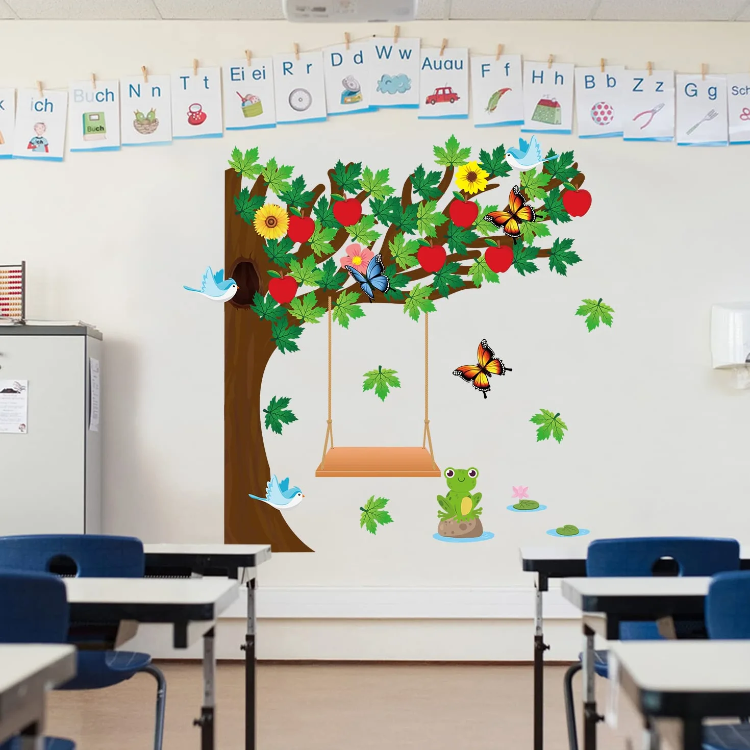 Lot de 198 tableaux d'affichage arbre saisonnier été automne hiver printemps - Décorations murales quatre saisons pour maternelle école