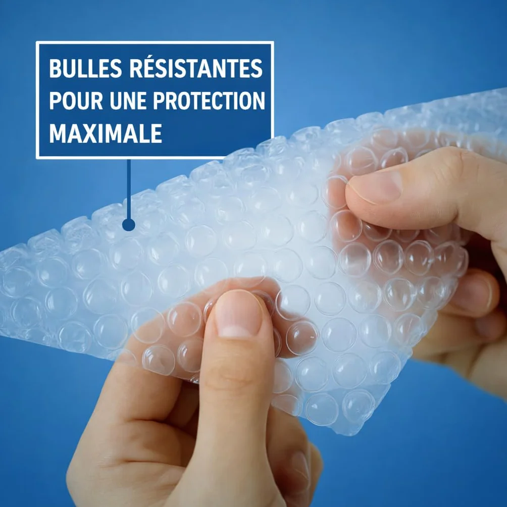 Rouleau Papier Film à bulles 20 m x 50 cm Fabriqué en France Papier Bulle Épaisseur Renforcée