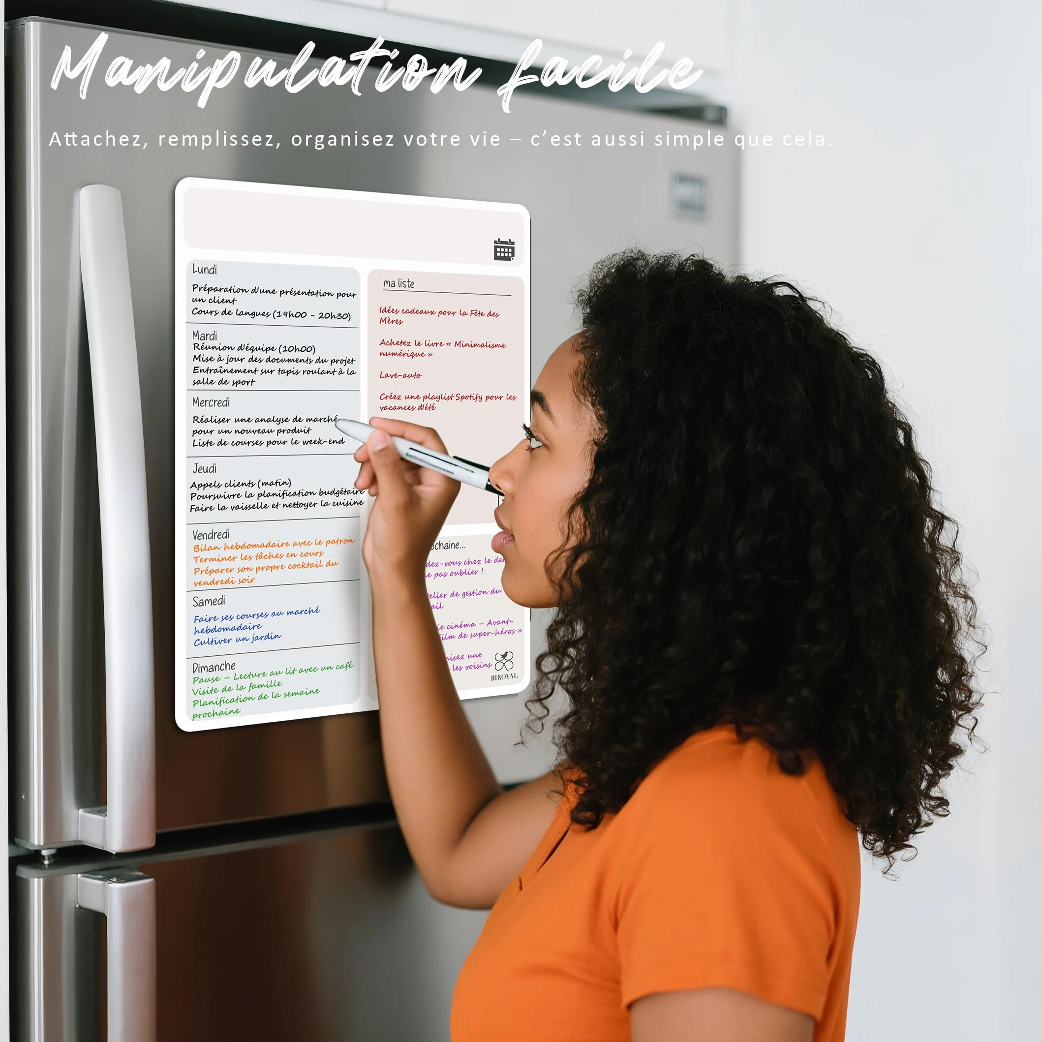 BIROYAL Calendrier Magnétique Frigo 41,7x32 cm, Grand Planning Frigo Magnetique, Tableau Planning Semainier Effaçable