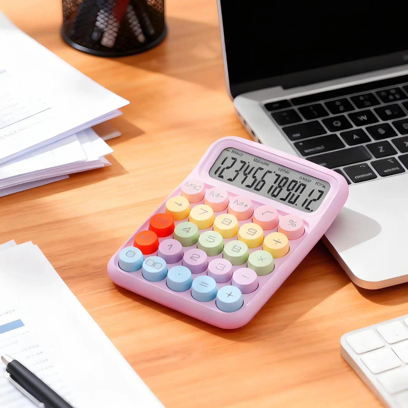 Calculatrice électronique clavier mécanique violette pour maison, école, bureau