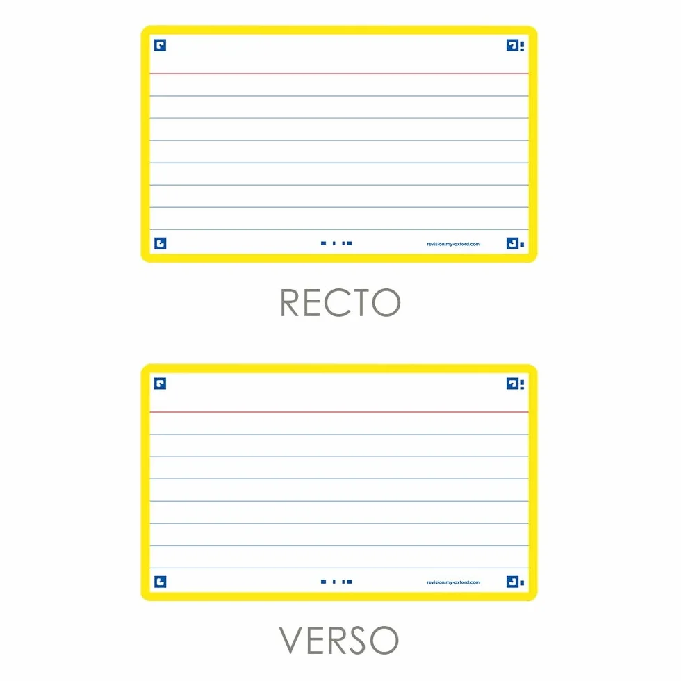 OXFORD Flash 2.0 80 Fiches Flash Cards Format 7,5 x 12,5cm Ligne Recto/Verso