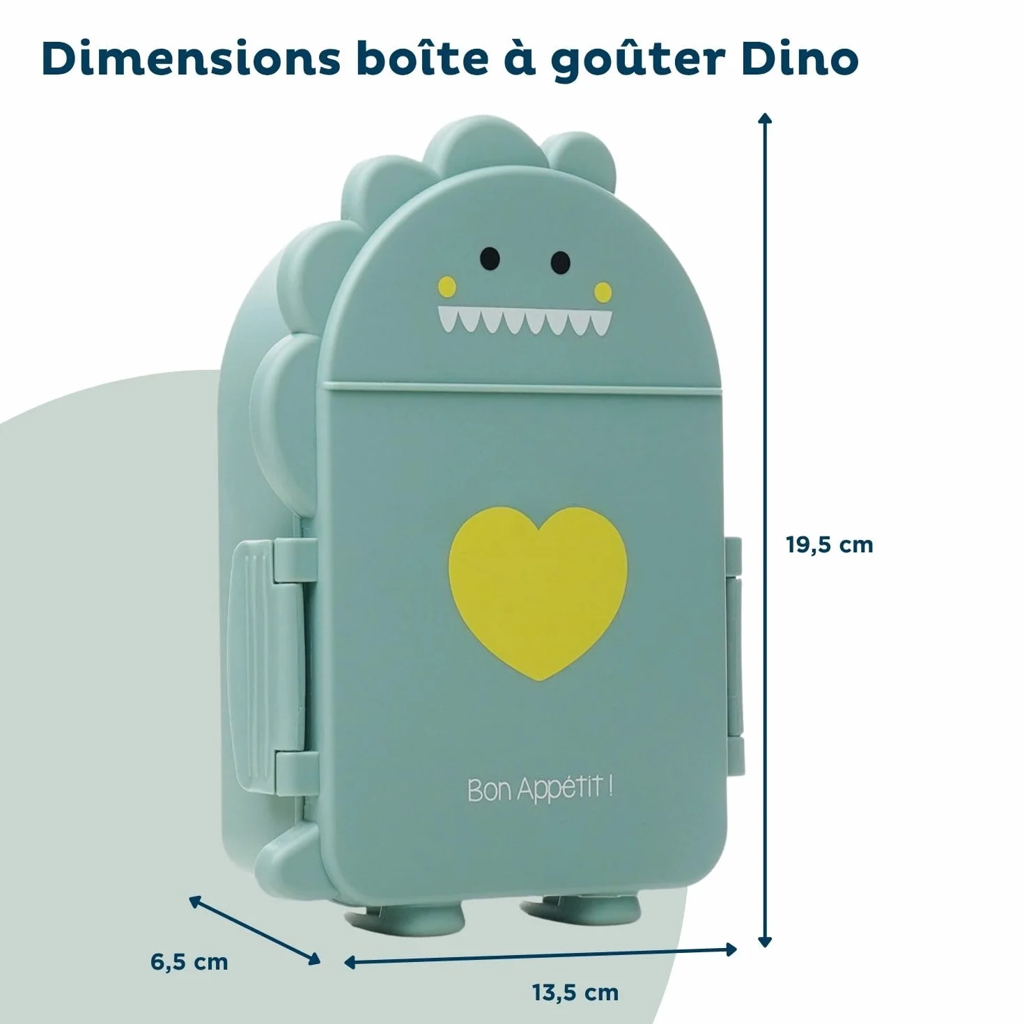 THERMOBABY Boîte à goûter Dino - Boîte repas enfant avec compartiments - Lunchbox - Sans BPA - Vert
