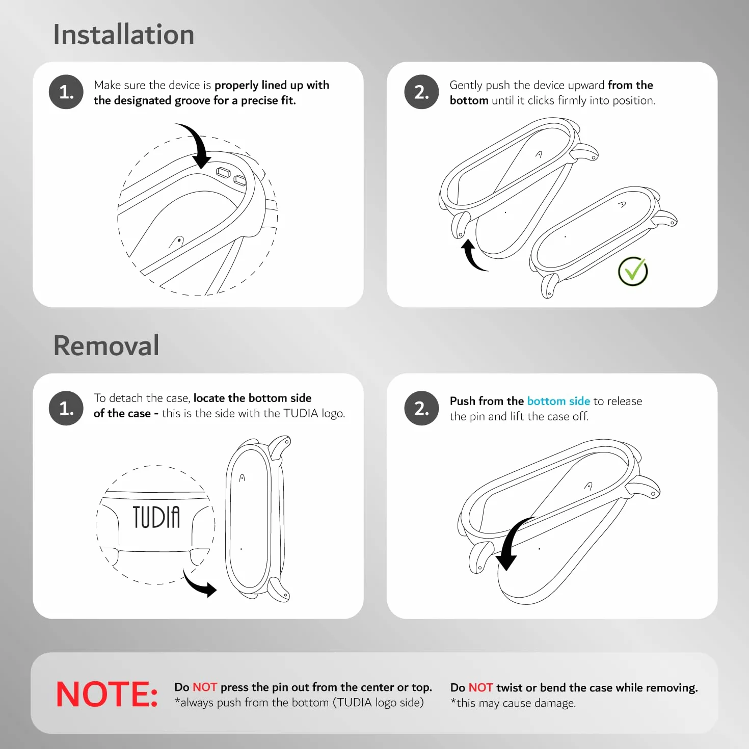 TUDIA Étui PC à Clipser Bracelet en Nylon réglable Compatible PLAUD NotePin AI Sangle légère Noir