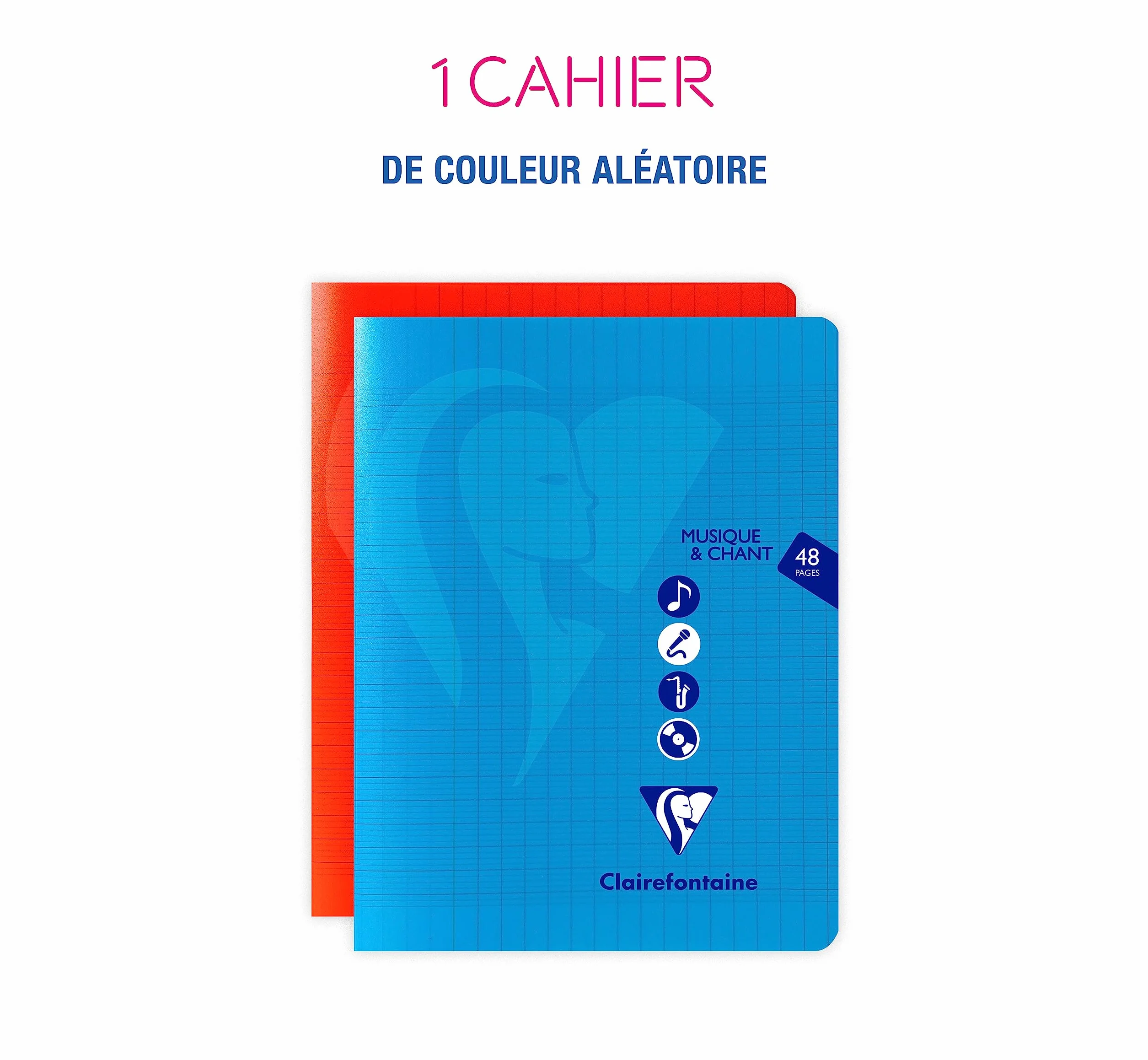 Clairefontaine Cahier Agrafé Musique & Chant 17x22 cm 48 Pages Grands Carreaux et Portées avec Lignes Papier 90 g Couverture Polypro Transparent