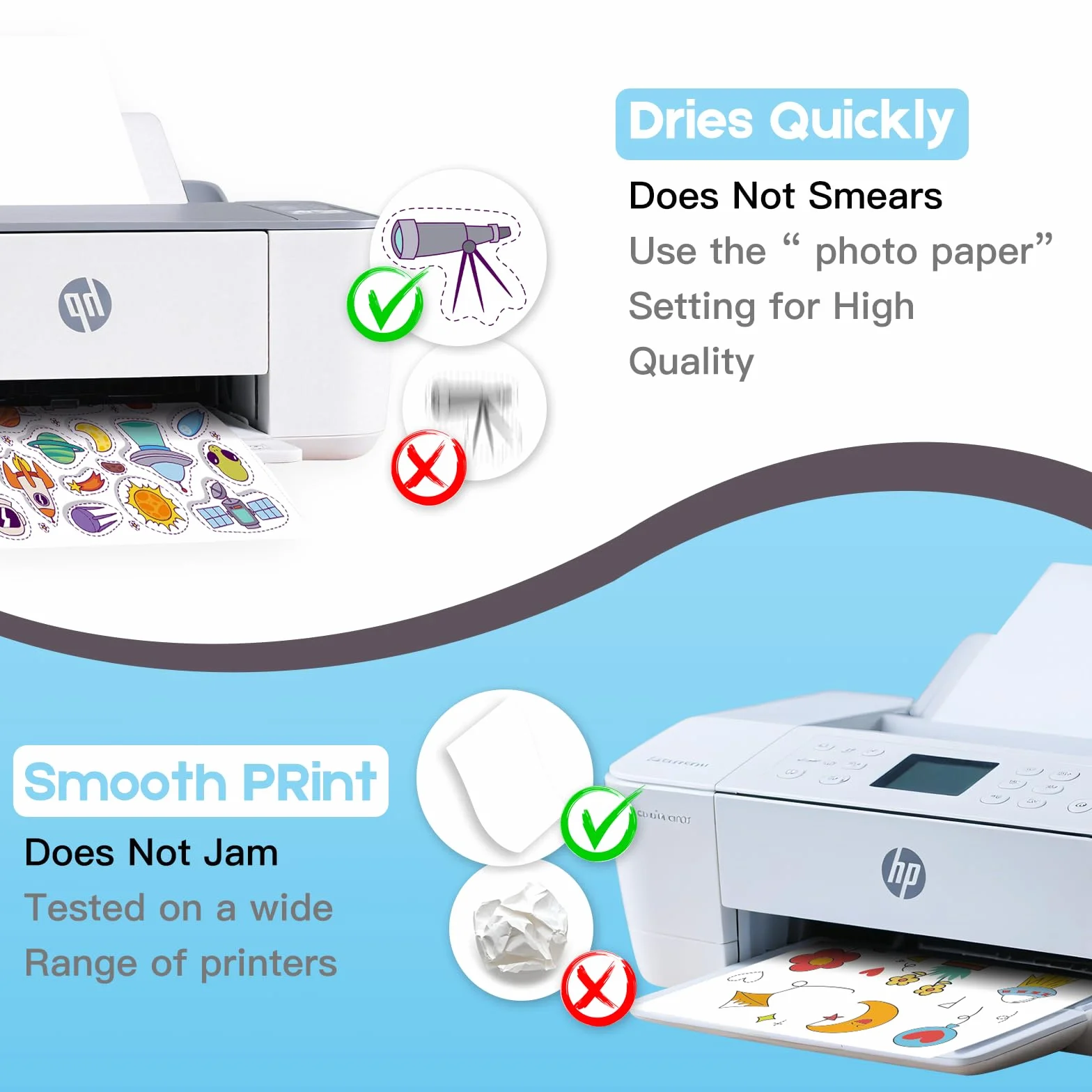 Papier Autocollant en Vinyle Transparent Imprimable A4 30 Feuilles pour Imprimante Jet d’Encre Cricut Silhouette