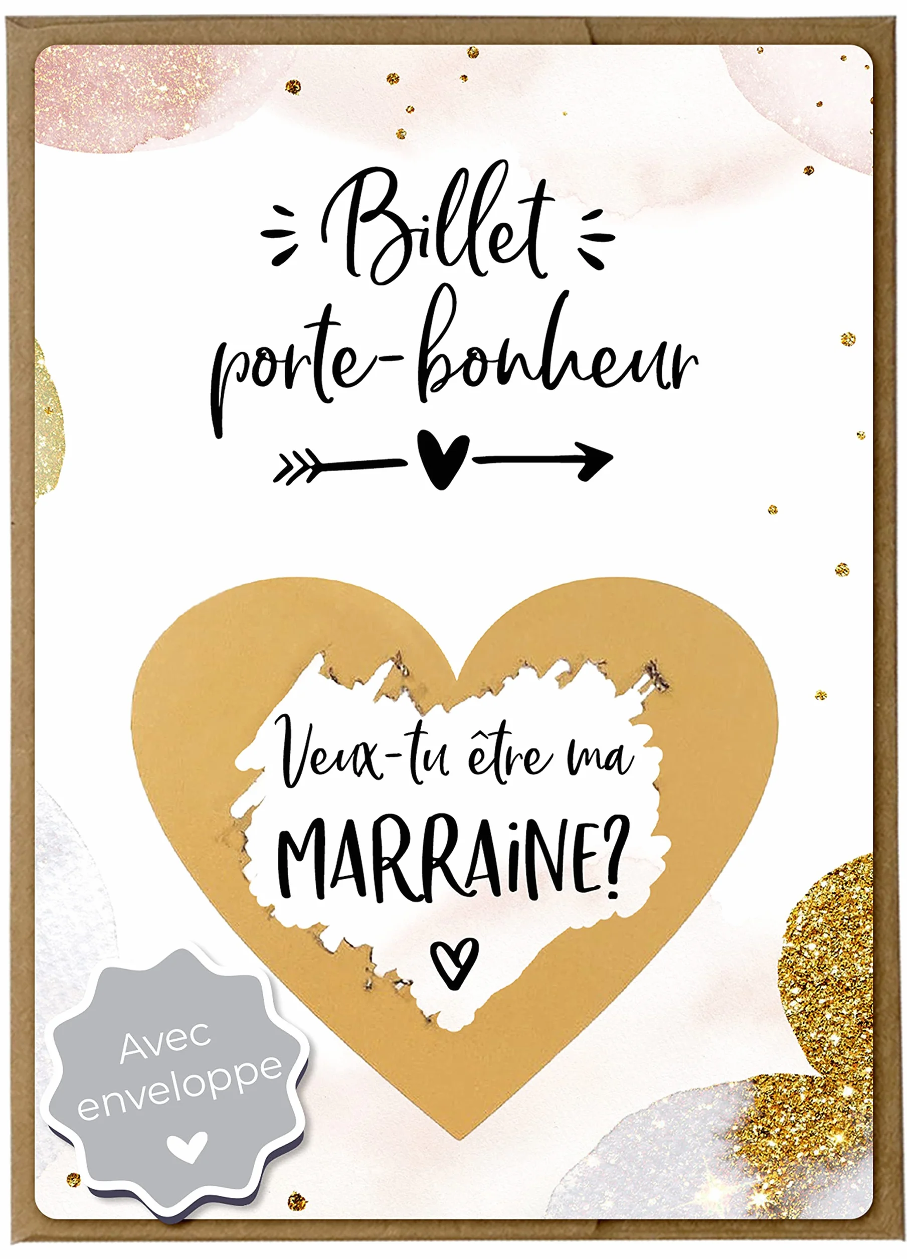 Carte à gratter Marraine demande avec enveloppe