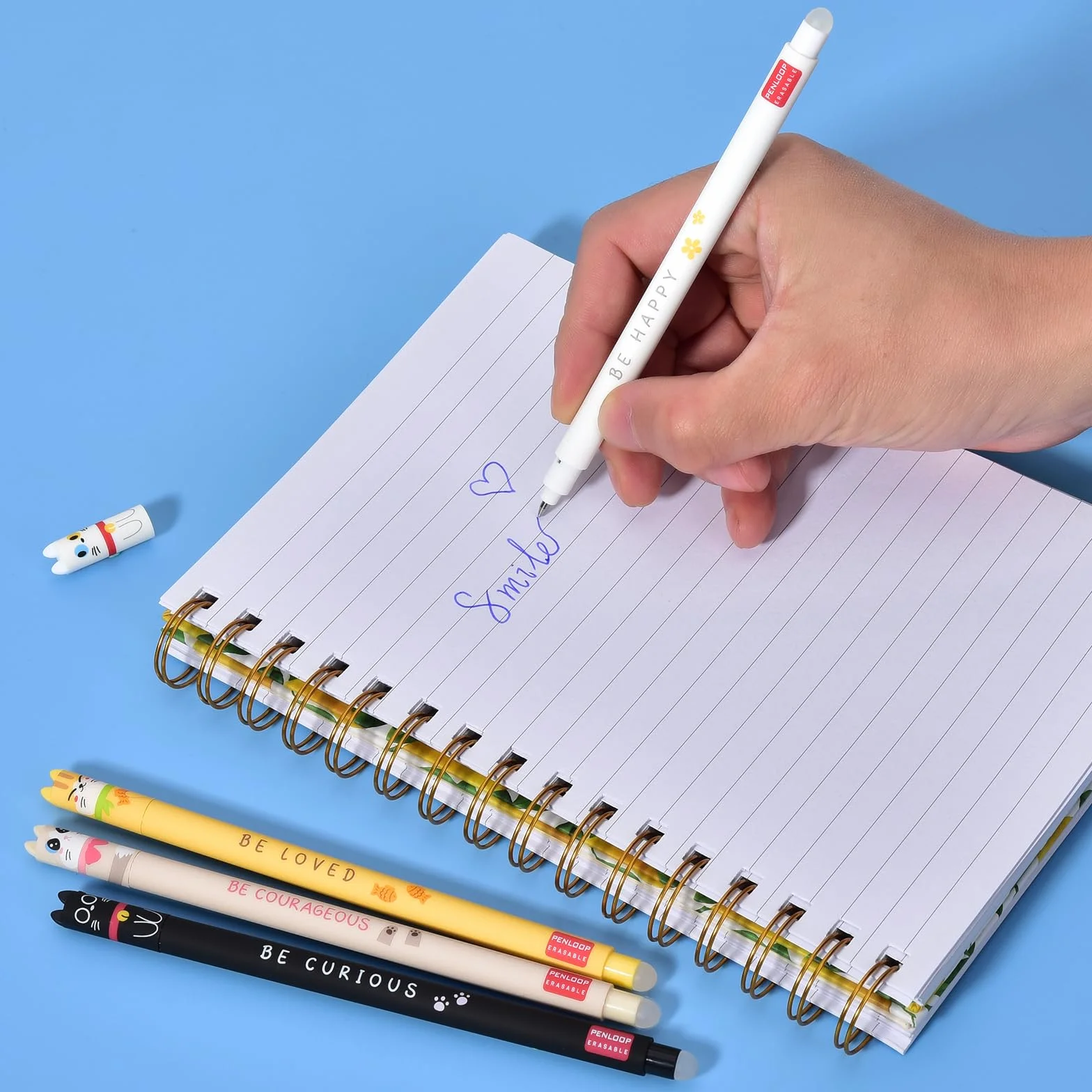 Stylos Effaçables 0,7 mm, Stylo Bille Effaçable, Roller Effaçable, Stylo Gel Effaçable pour Enfants - Lot de 4 Pièces