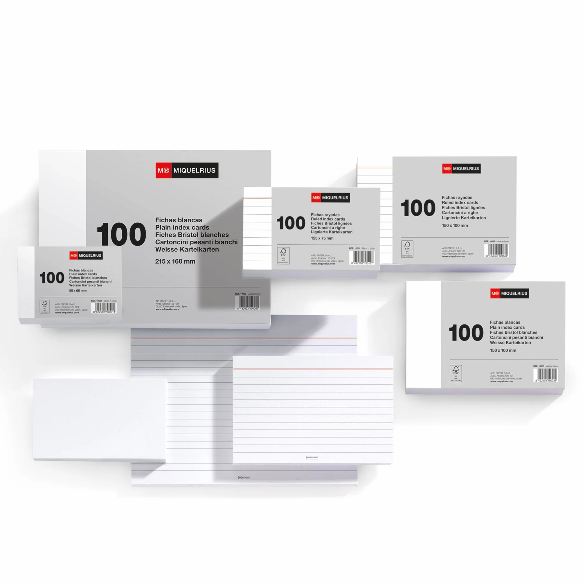 Miquelrius Flashcards 100 fiches Bristol 95 x 65 mm Papier carton offset 200 g/m²