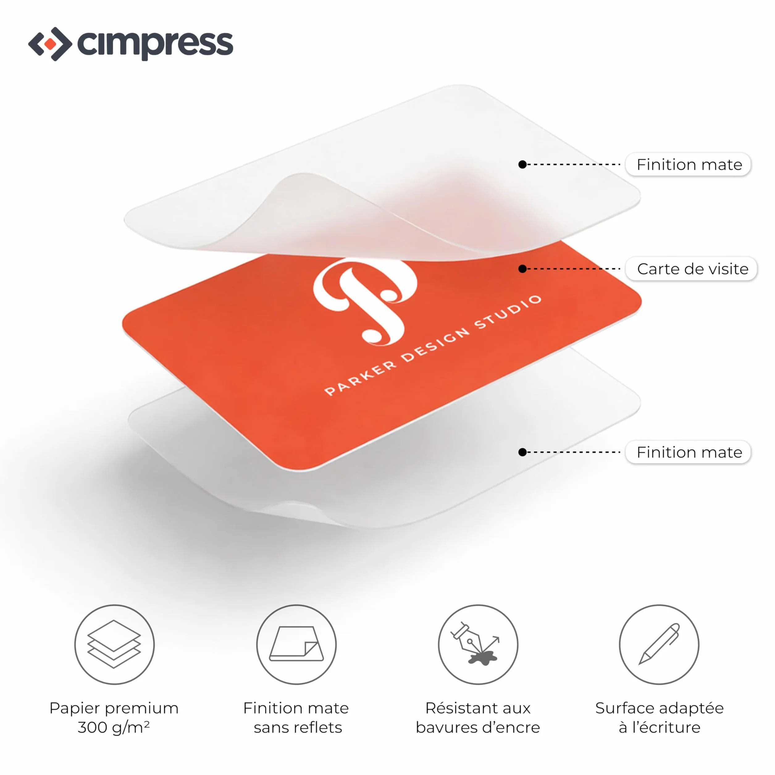 Cartes de Visite Personnalisées 250 Pièces 300 g/m² Mat 85 x 55 mm Recto Verso