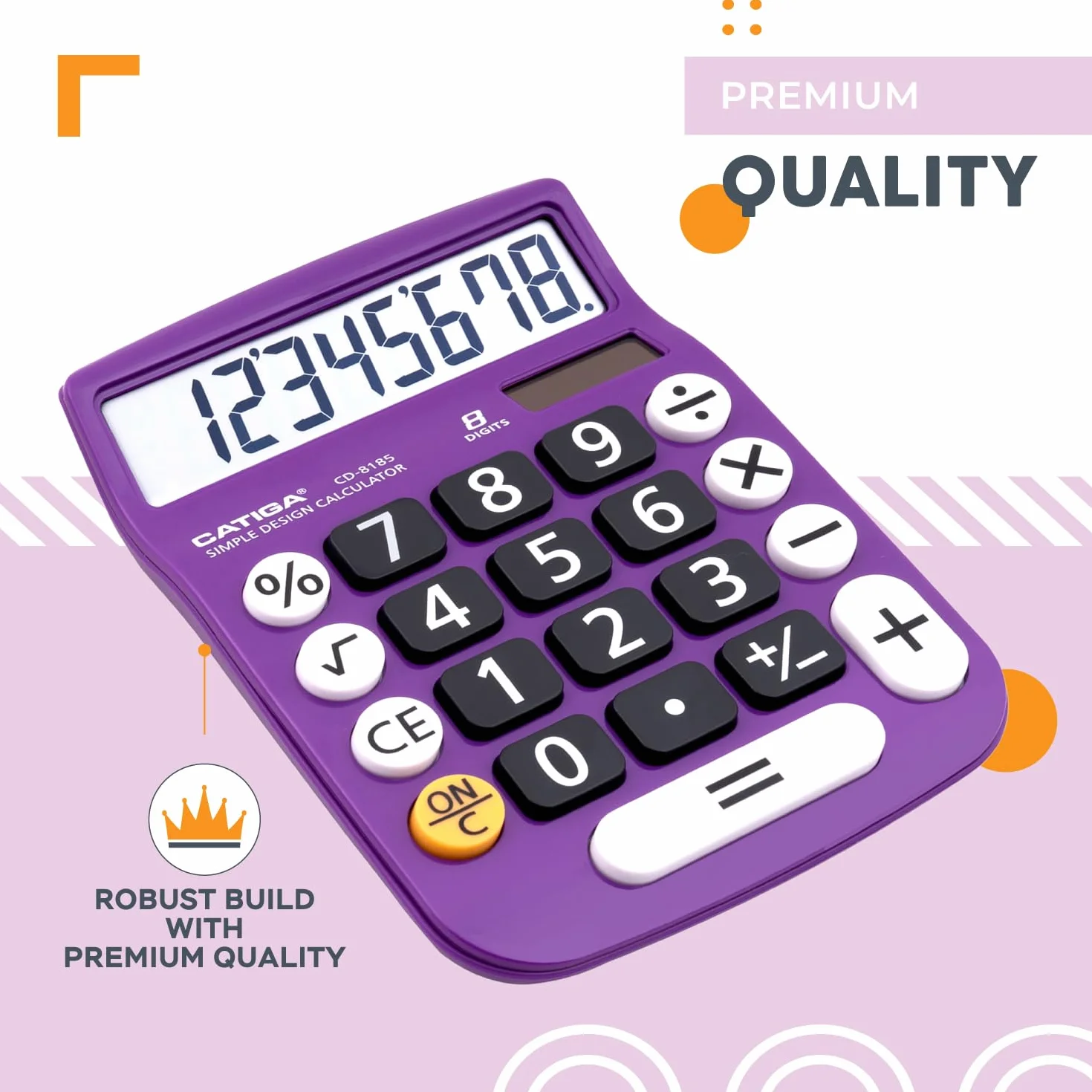 CATIGA Calculatrice de Bureau 8 Chiffres Solaire LCD 4 Fonctions