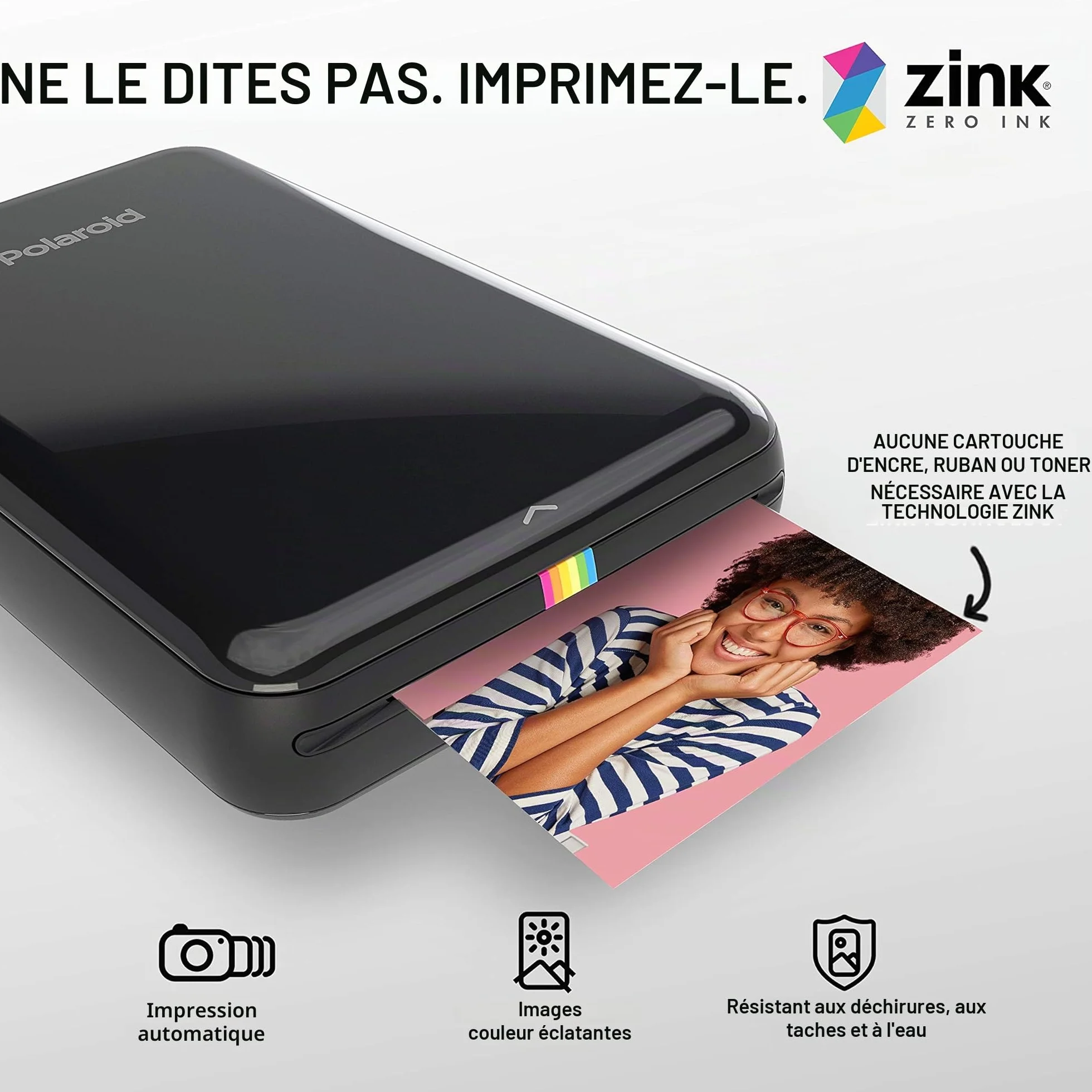 Papier photo Zink 2 x 3 pouces compatible Polaroid Snap, Snap Touch, Zip, Mint, paquet de 20, blanc