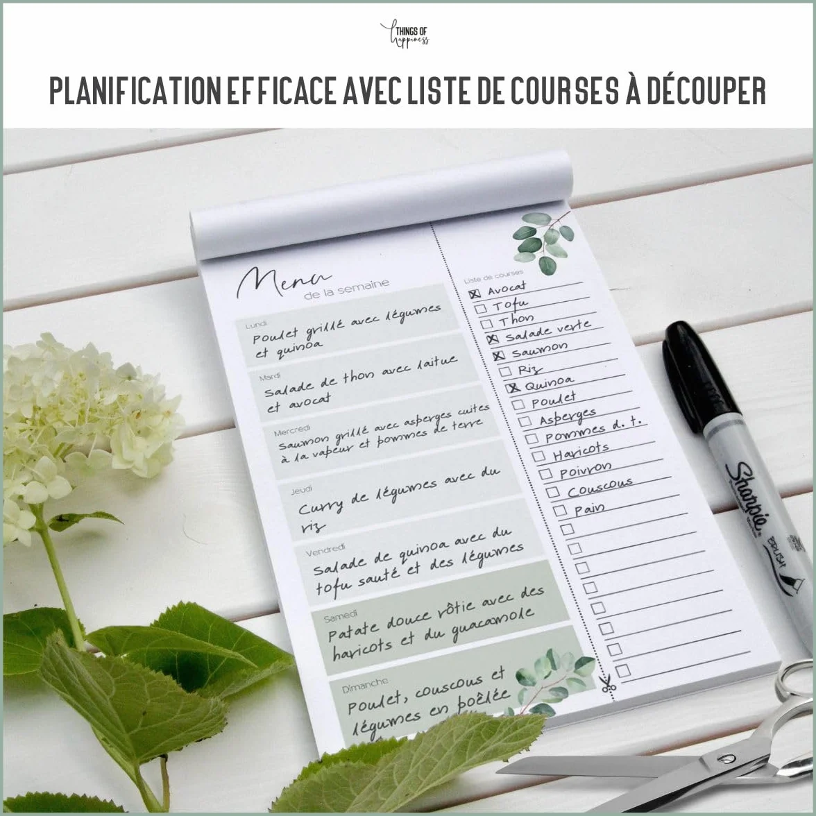 Planificateur de menus A5 Eucalyptus 50 feuilles Bloc de planification des repas