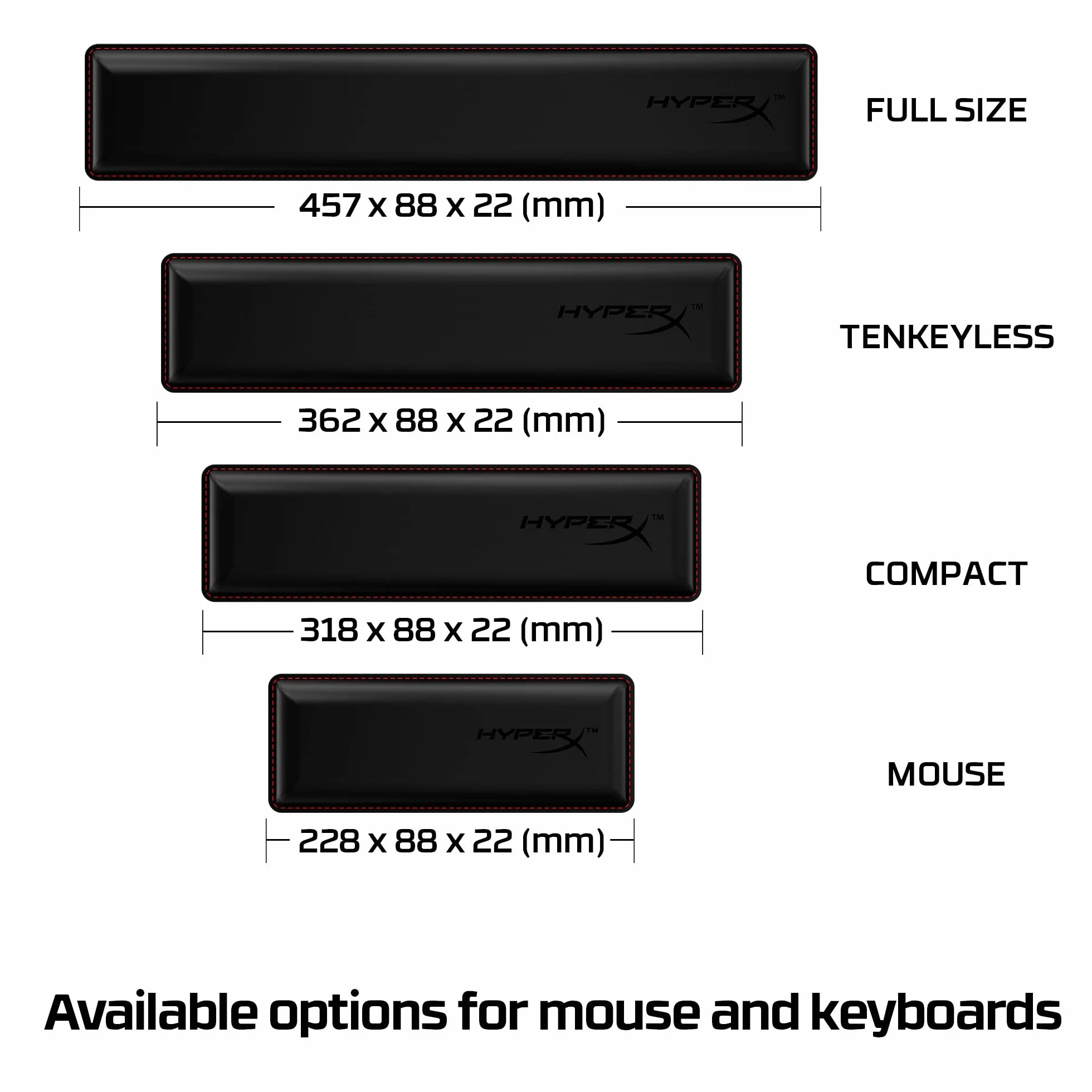 HyperX Repose-Poignet Wrist Rest Gel Rafraîchissant Mousse à Mémoire de Forme Antidérapant Clavier Compact