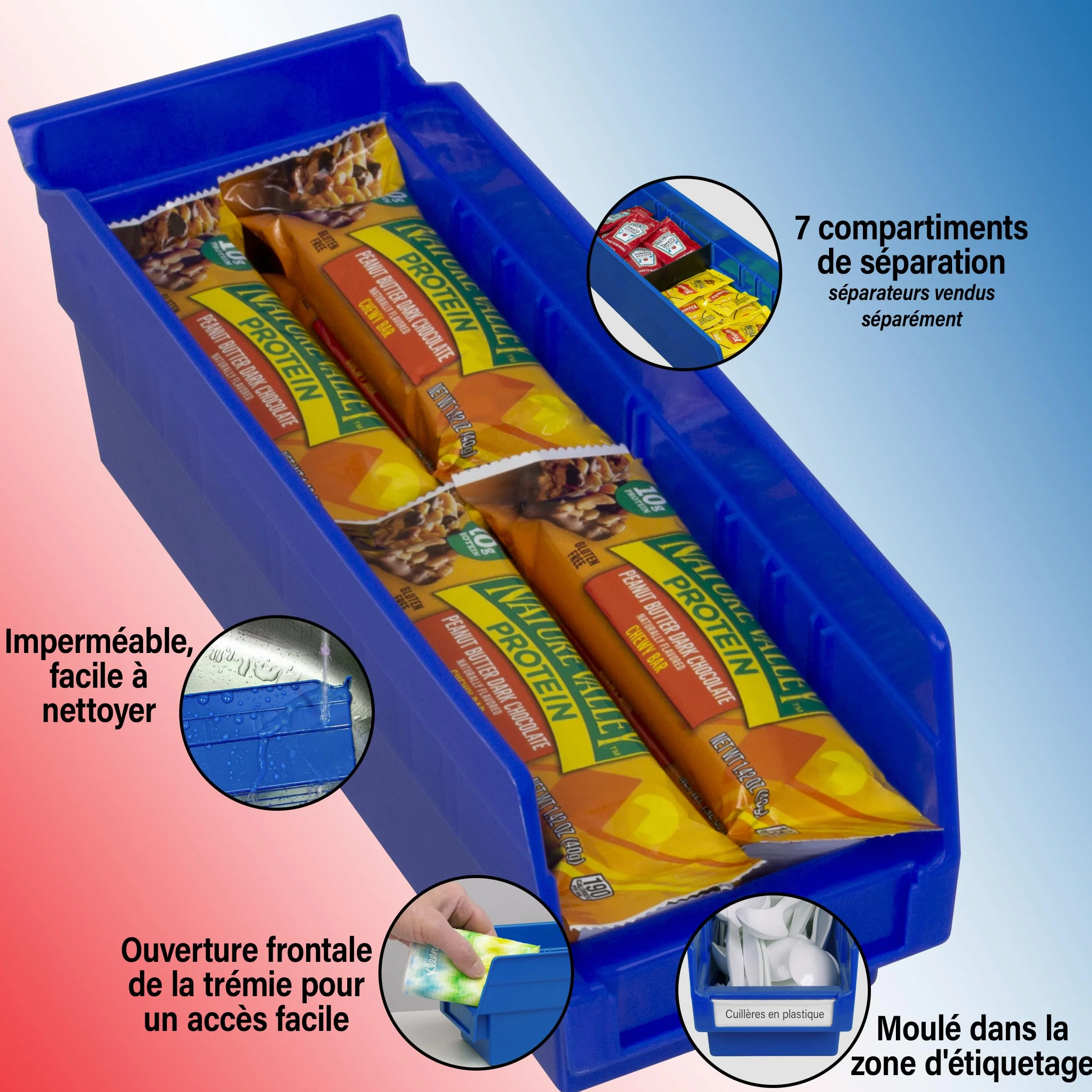 Akro-Mils Étagères en plastique 30120 bacs de rangement robustes 30,48 cm x 10,16 cm x 10,16 cm bleu paquet de 24