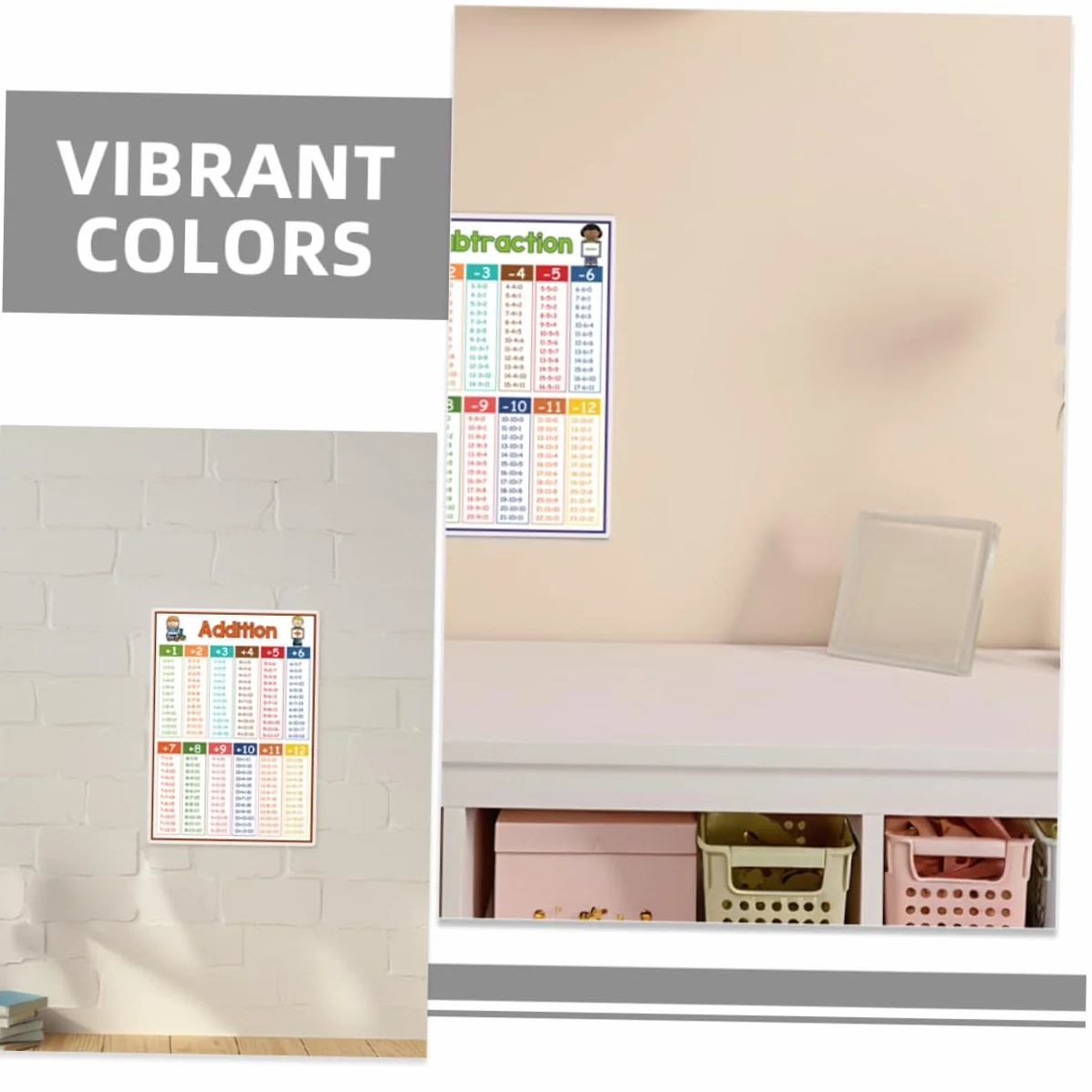 HONMEET Lot De 4 Affiches Éducatives Mathématiques Tables De Multiplication Addition Soustraction Division Pour Enfants