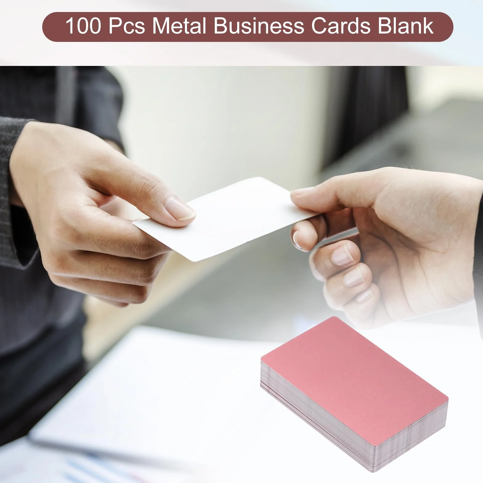 PATIKIL Cartes de visite en métal 0,21 mm aluminium or rose 100 paquets pour gravure laser DIY