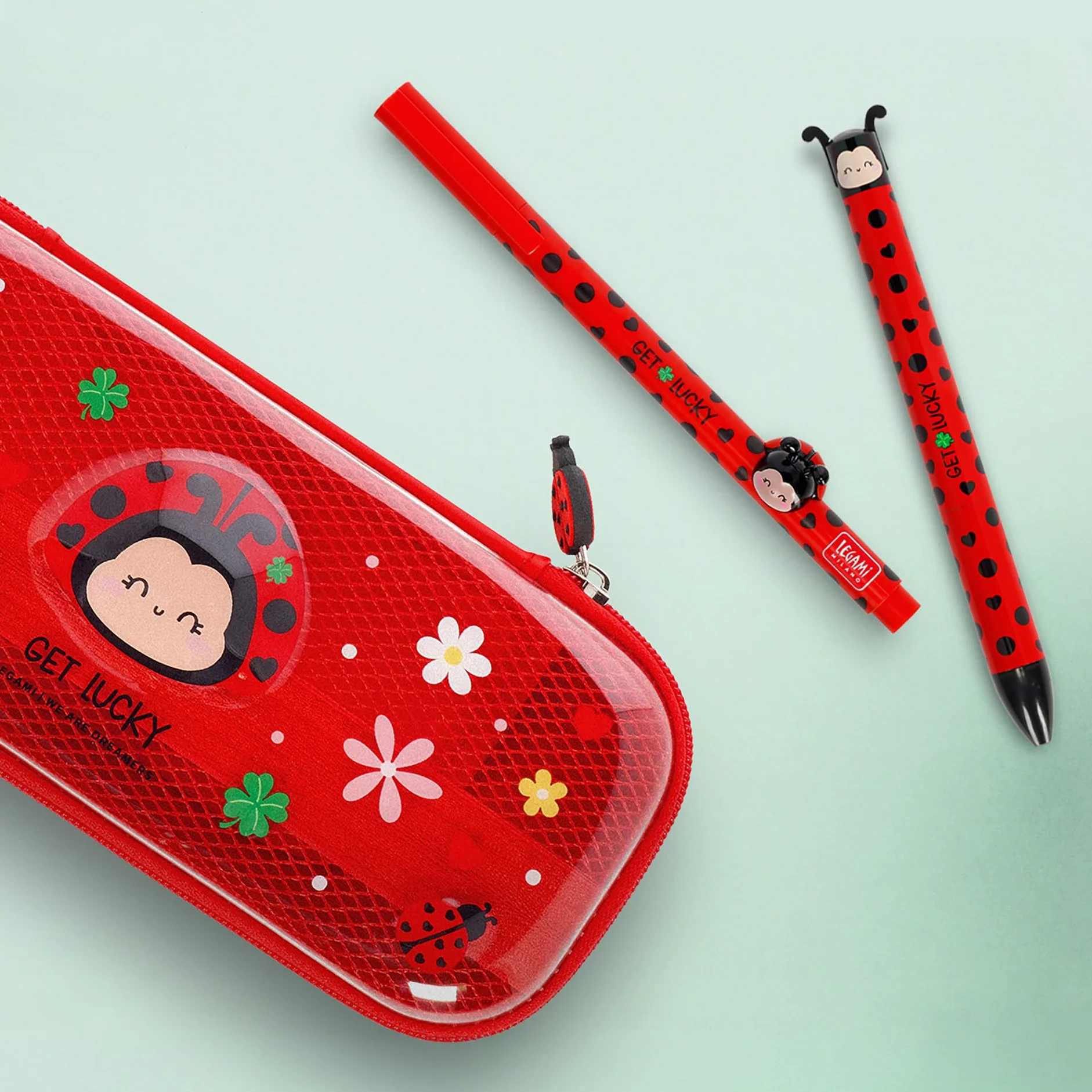 LEGAMI Stylo gel animal décoratif Lovely Friends Ladybug Theme Encre rouge pointe 0.5 mm