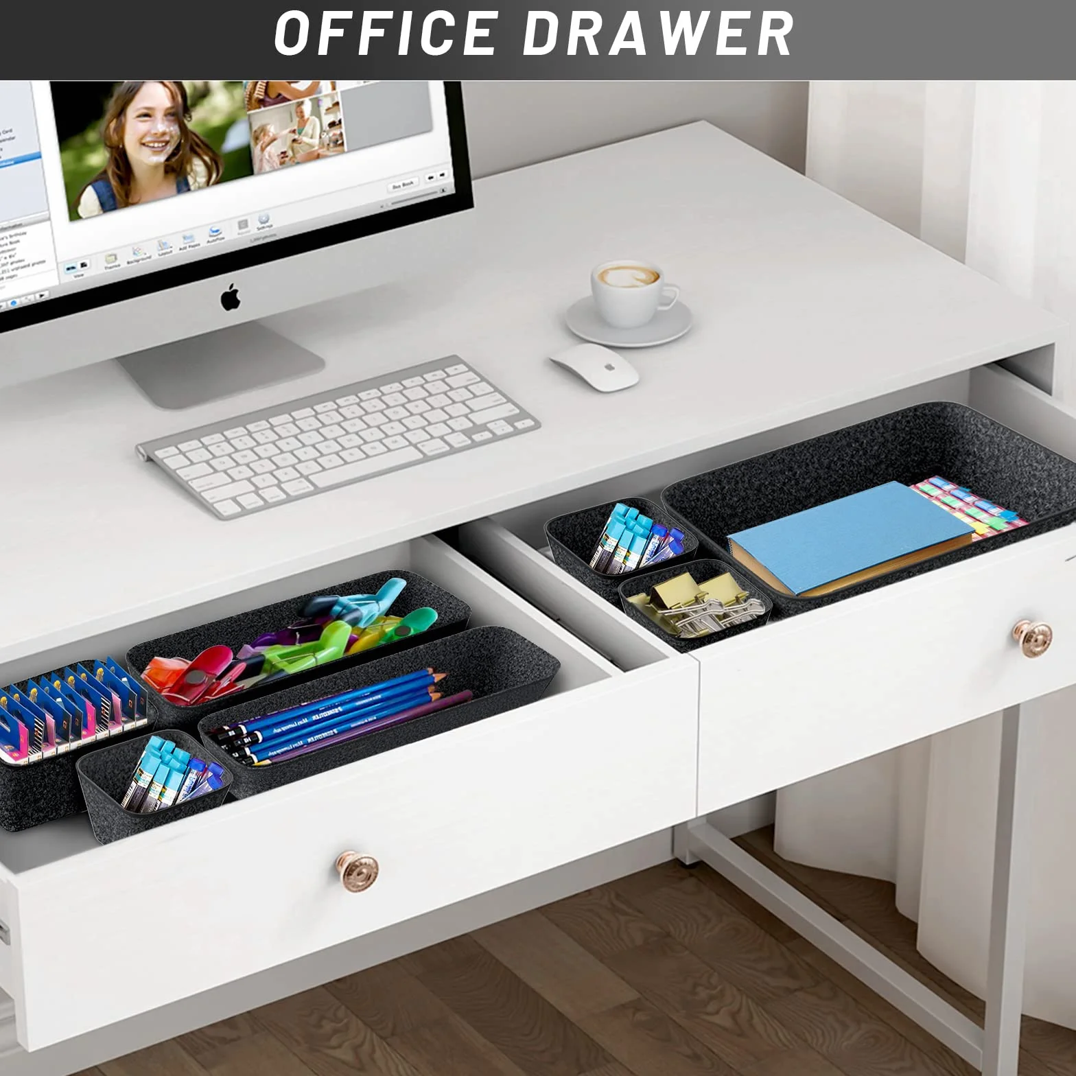 Cinnani Lot de 16 Organisateur Tiroir Feutre, 4 Tailles Boîte Rangement Tiroir Bureau Maquillage Bijoux