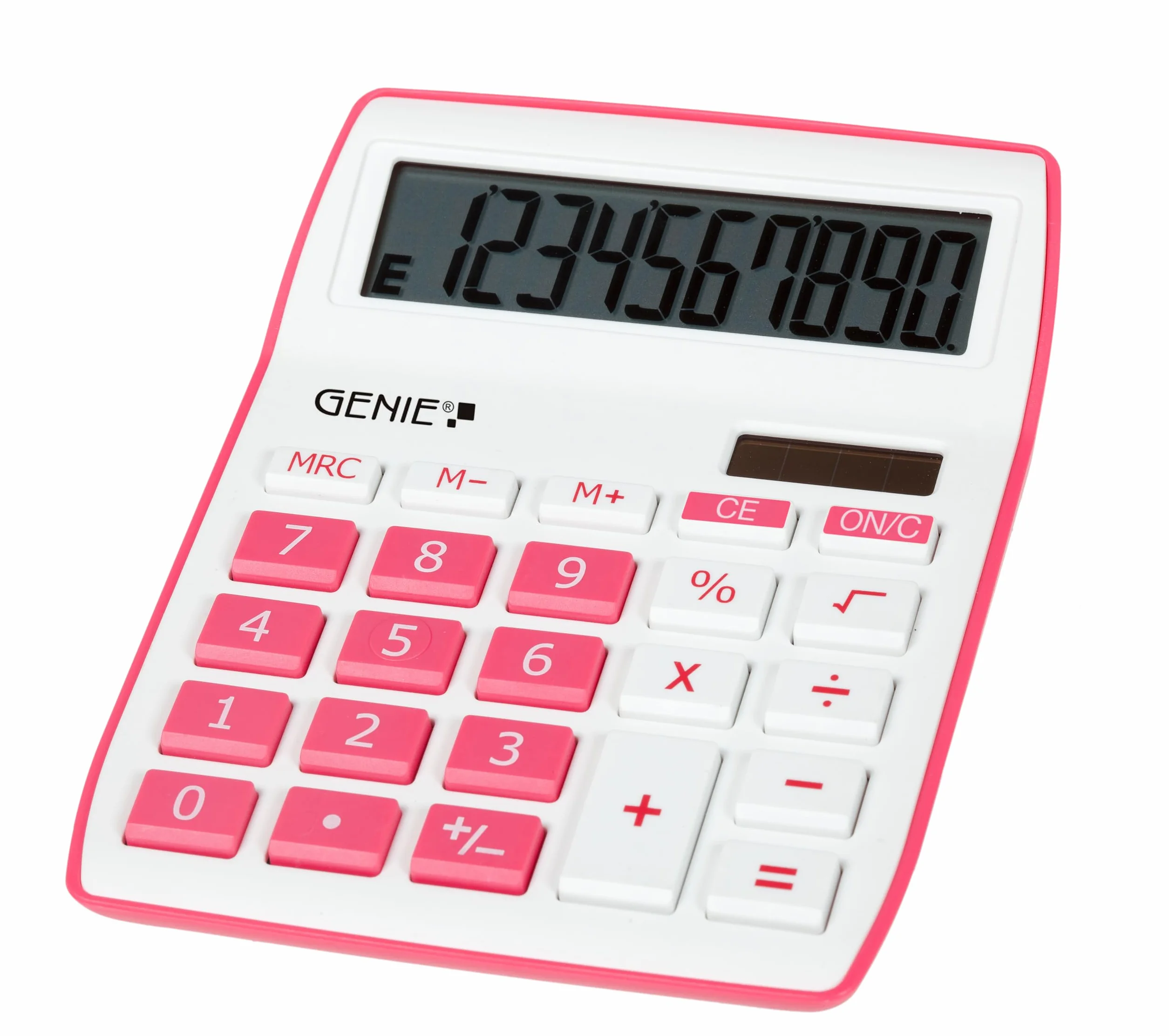 Genie 840 P 10 chiffres calculatrice de bureau double alimentation solaire batterie design compact rose