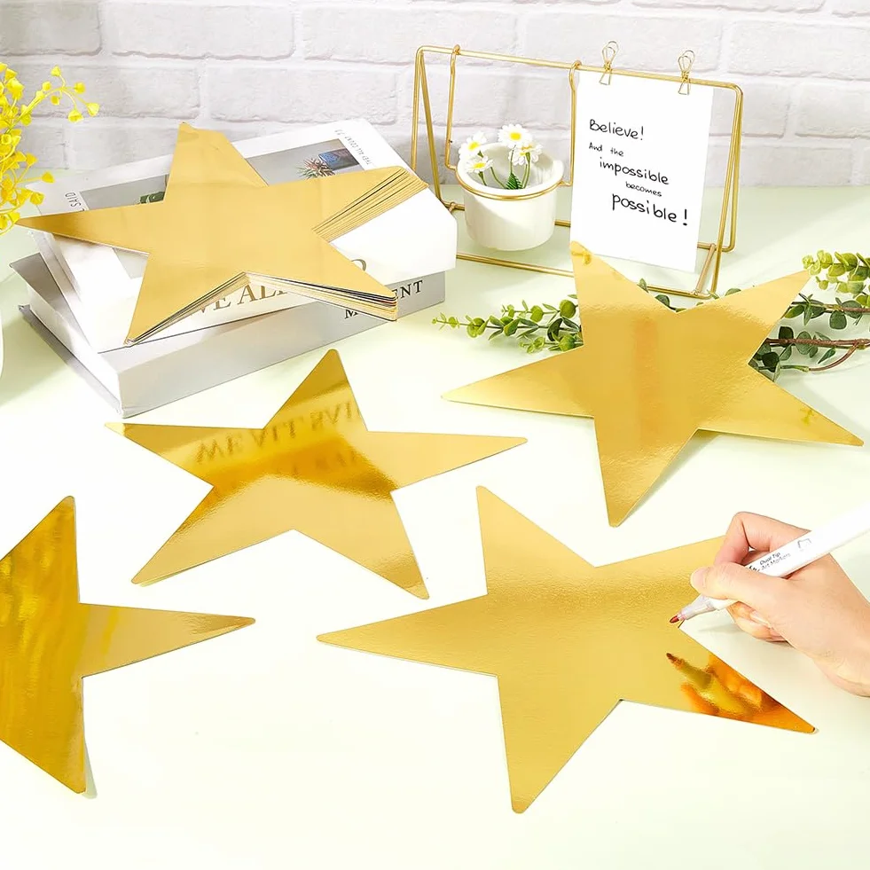 Papier Pailleté Étoile Dorée 11 cm 36 Pièces Décoration Bricolage Artisanat