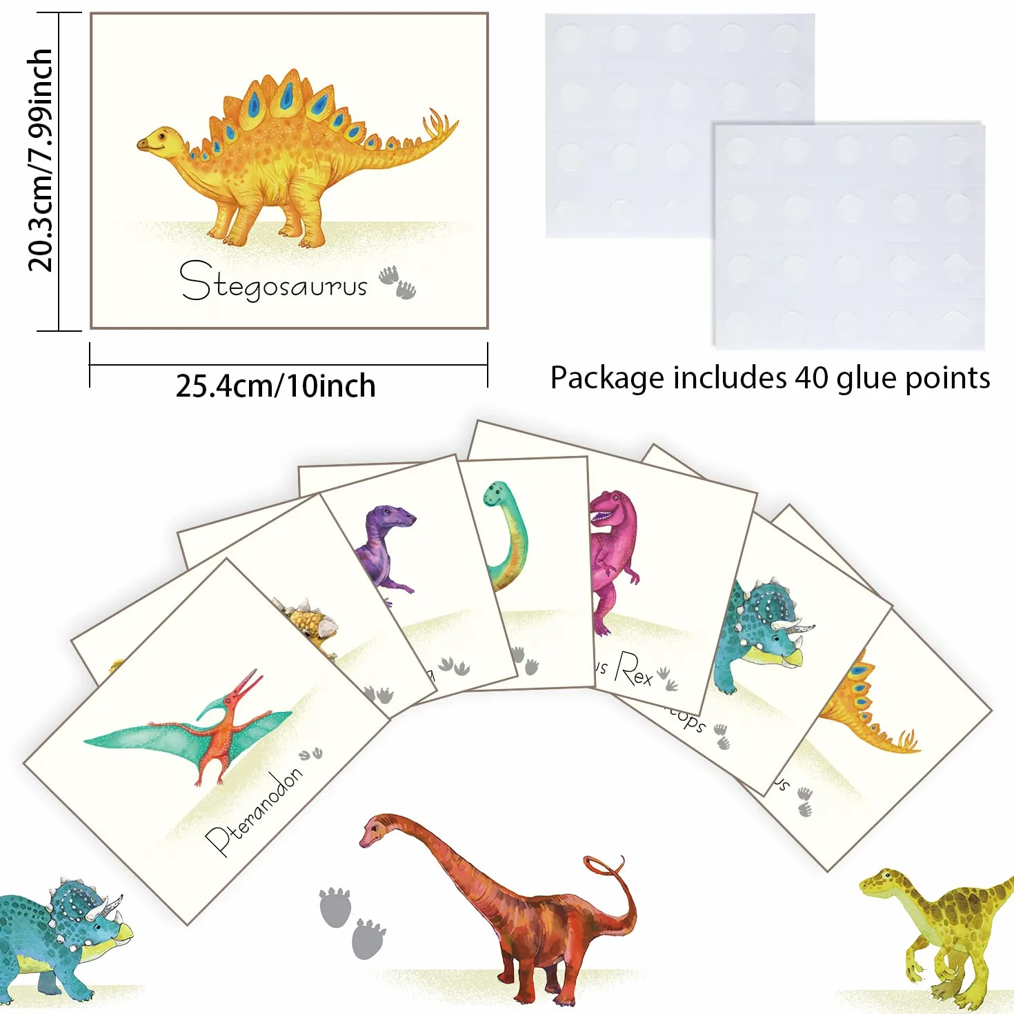 Outus 9 Pièces Affiche de Dinosaures Autocollants de Mur Décorations Garderie Chambre d'enfants