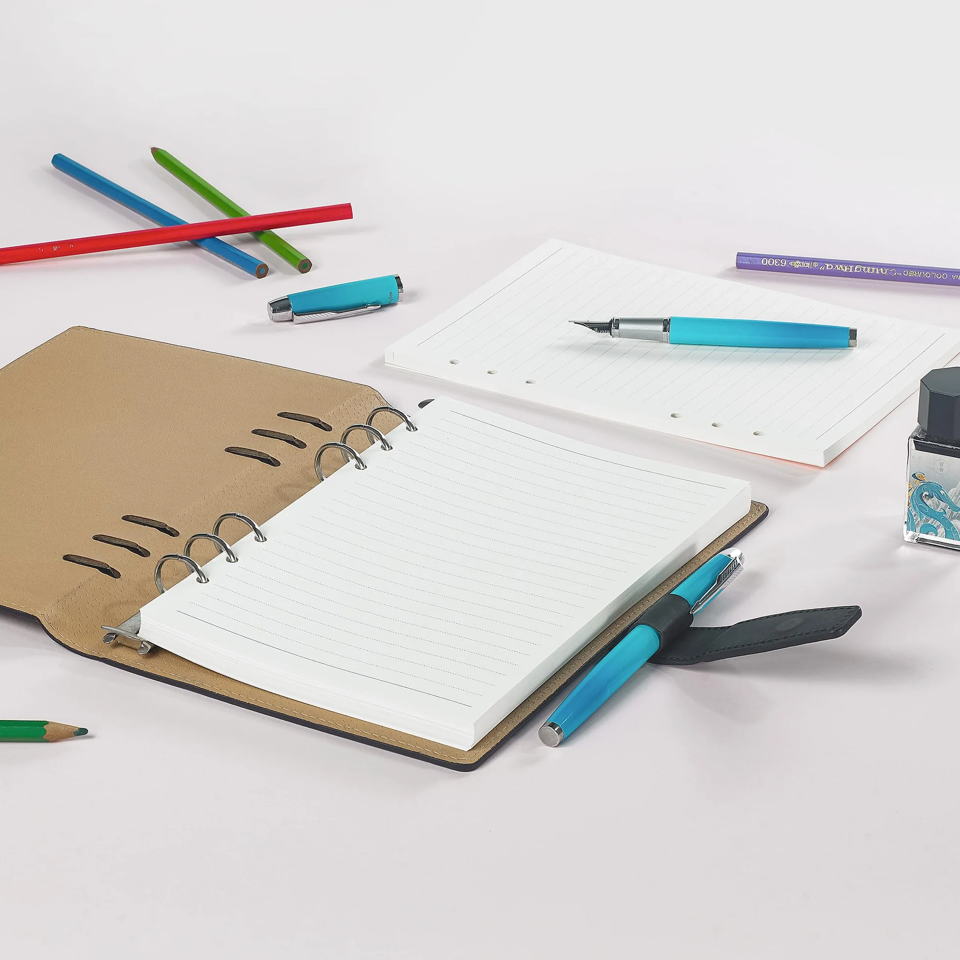 Papier A5 100g/m² Feuilles Volantes Lignées 210 x 142mm Recharge pour Classeur 6 Anneaux Crème