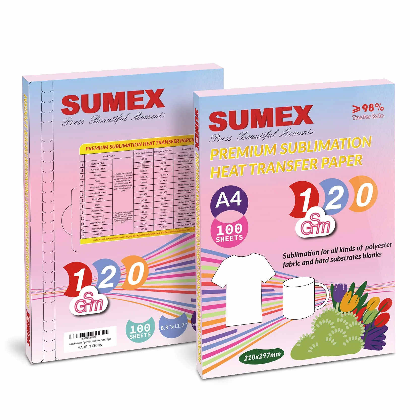 Papier sublimation A4 210x297 mm 100 feuilles 120 g/m² Compatible EPSON SAWGRASS RICOH